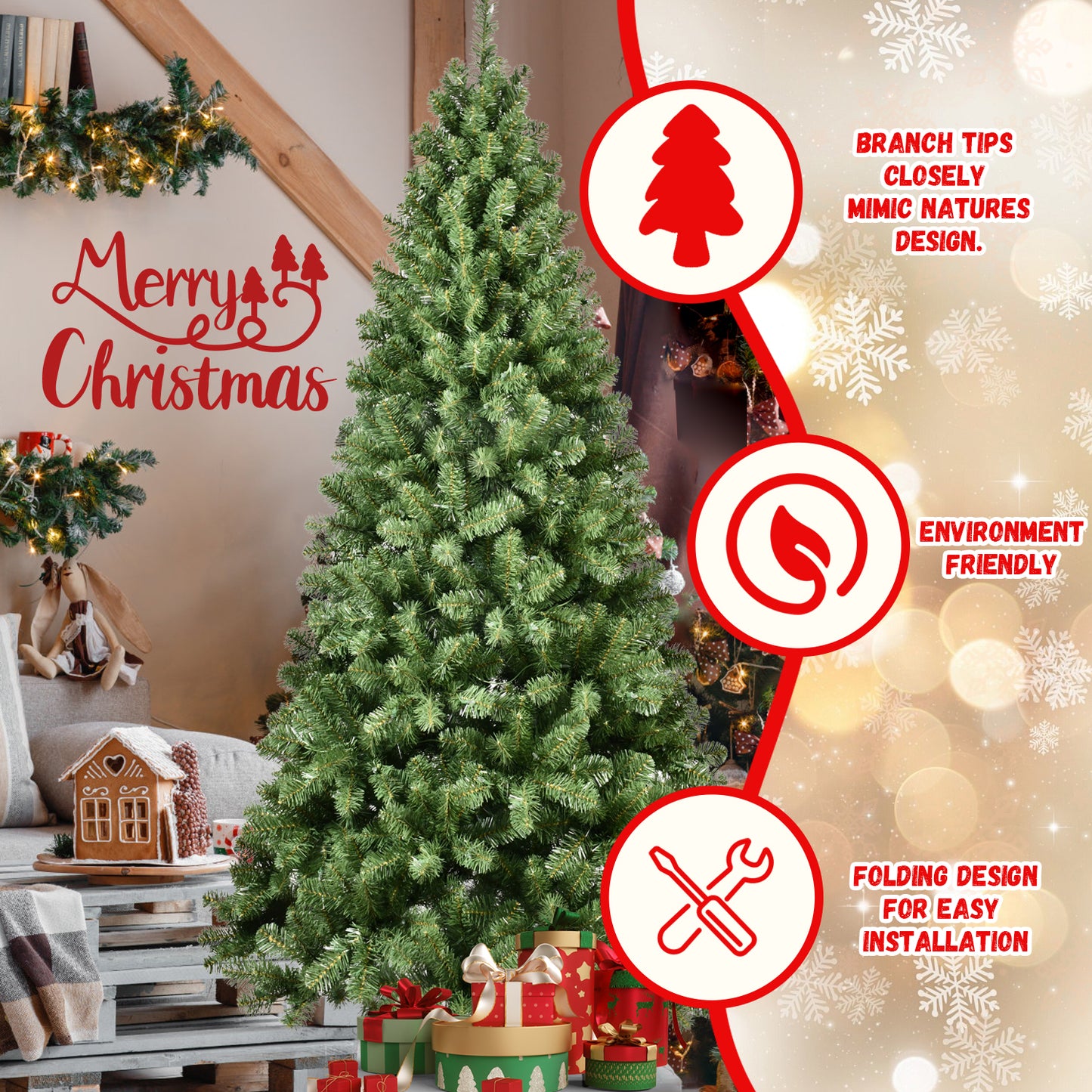Prelit PVC Christmas Tree - Multiple Heights Available