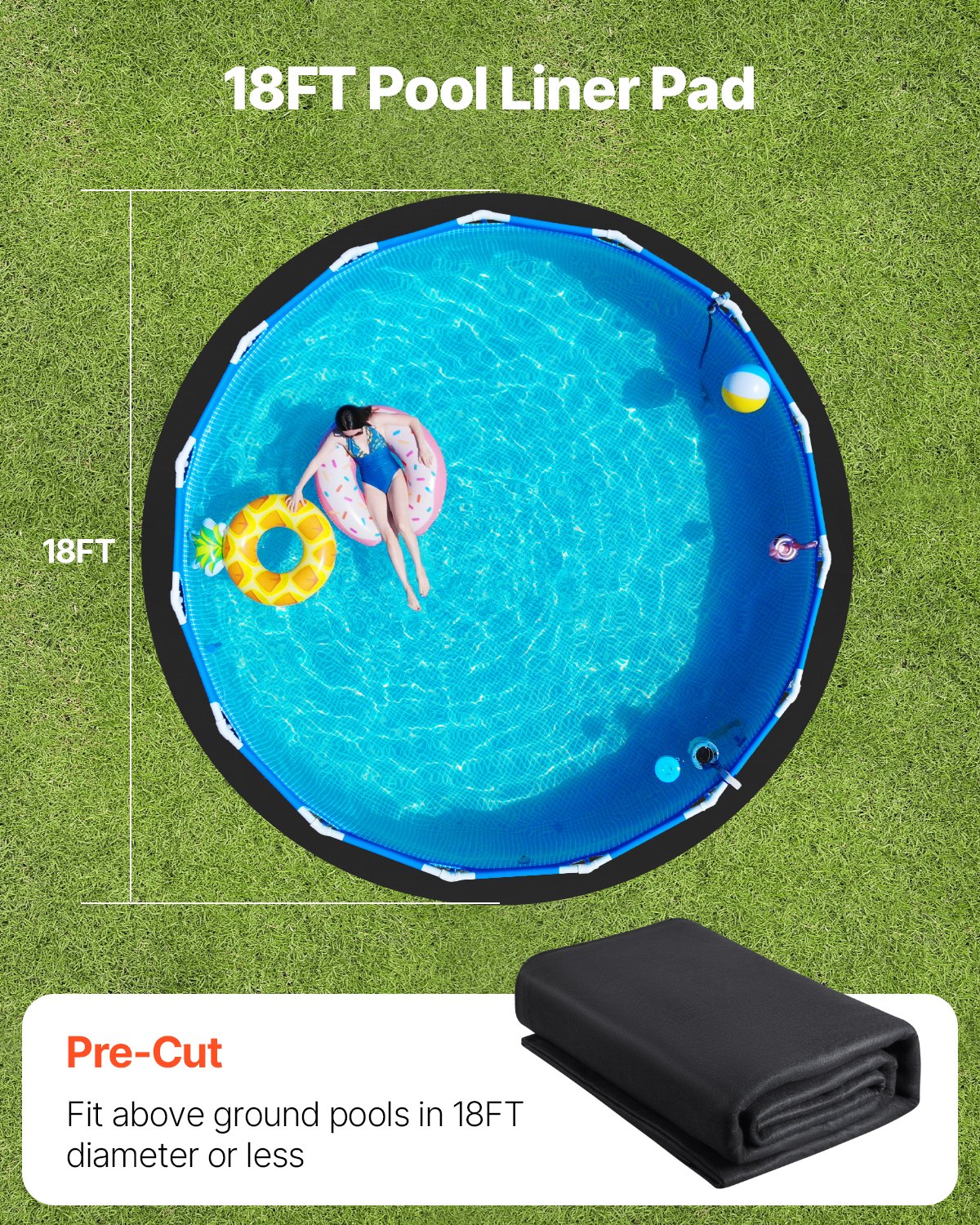 18ft Round Pool Liner Pad - Prevents Punctures for Above Ground Pools