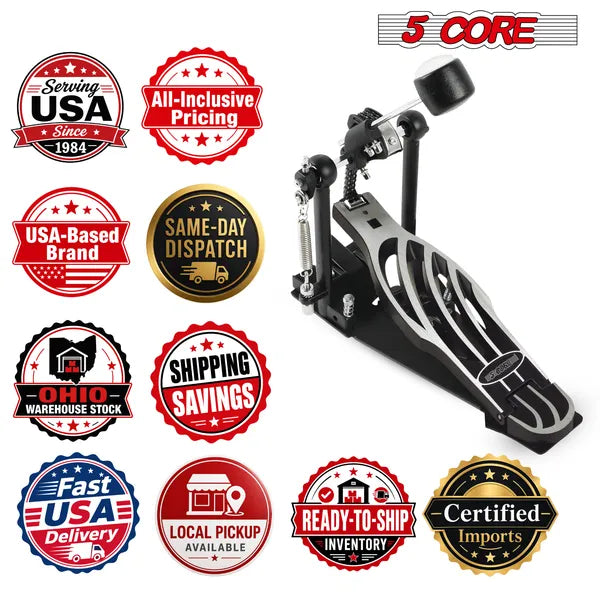 Heavy Duty Adjustable Bass Drum Pedal with Felt Beater