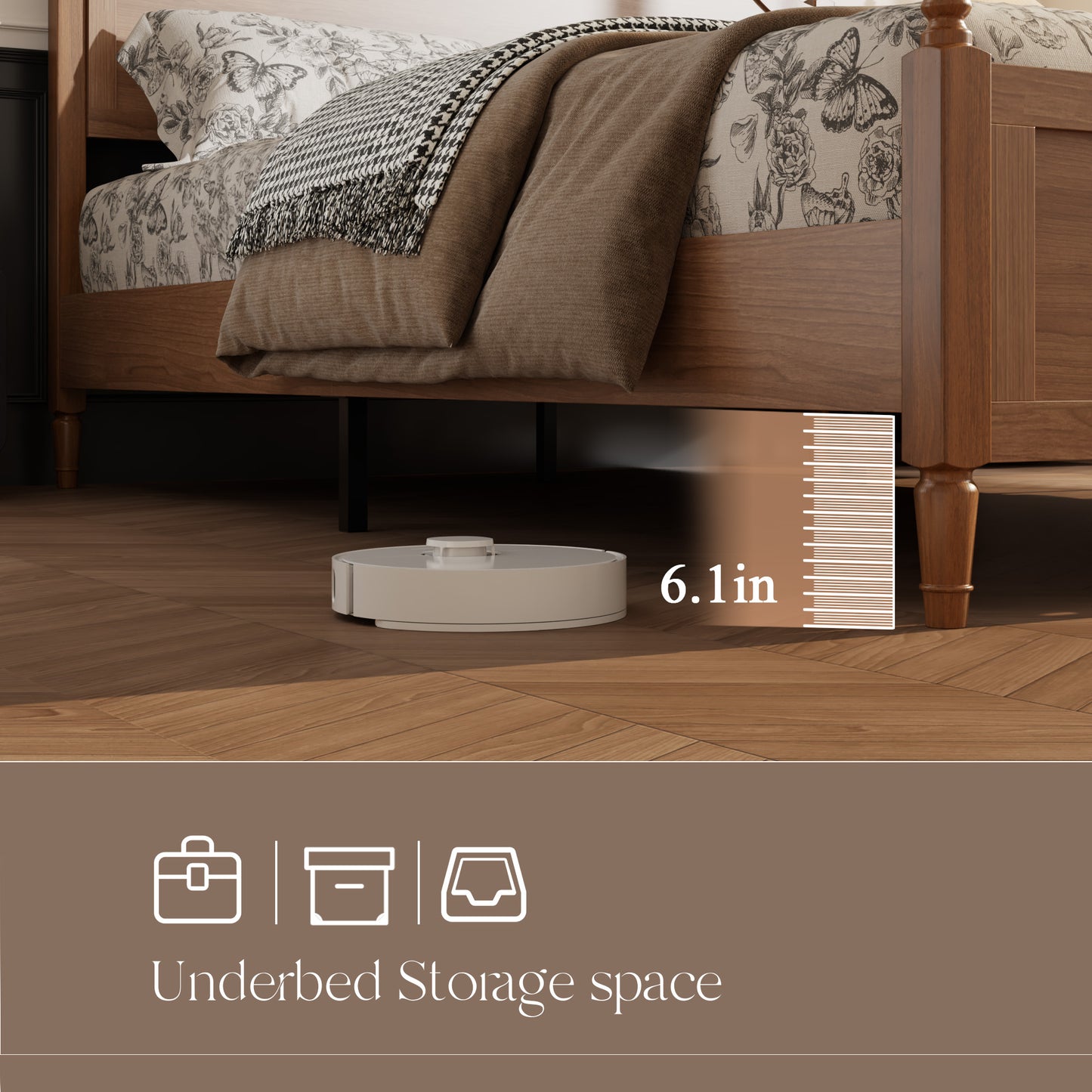 Farmhouse Platform Bed Frame with Headboard & Footboard - Dark Brown