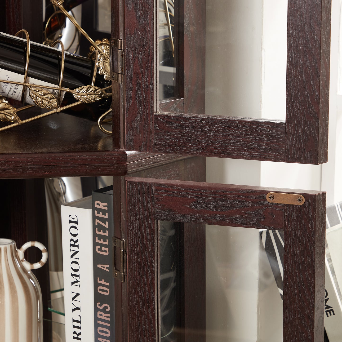 Glass Cabinet Lighted Corner Display Curio Cabinet, With Light