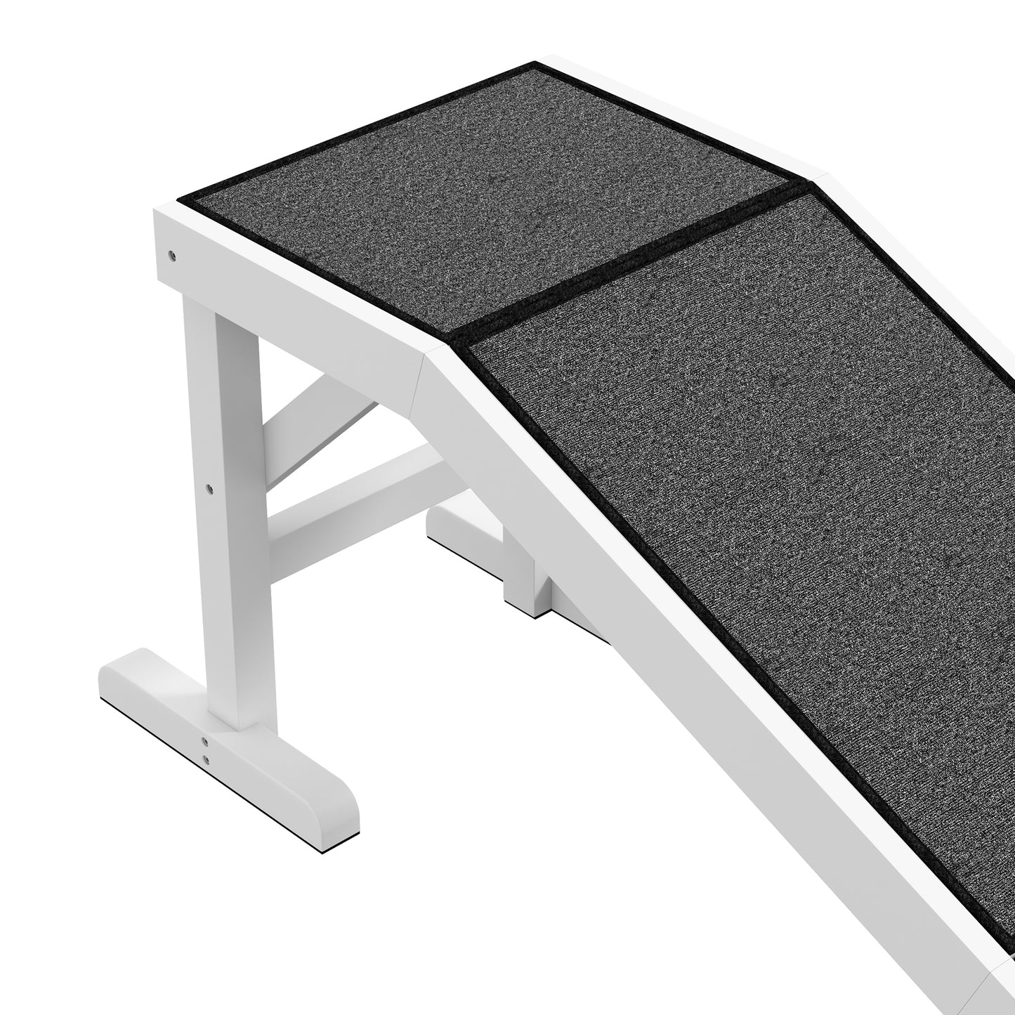 60-Inch Pet Ramp for Dogs and Cats with Non-Slip Carpet - White, Durable Wooden Design