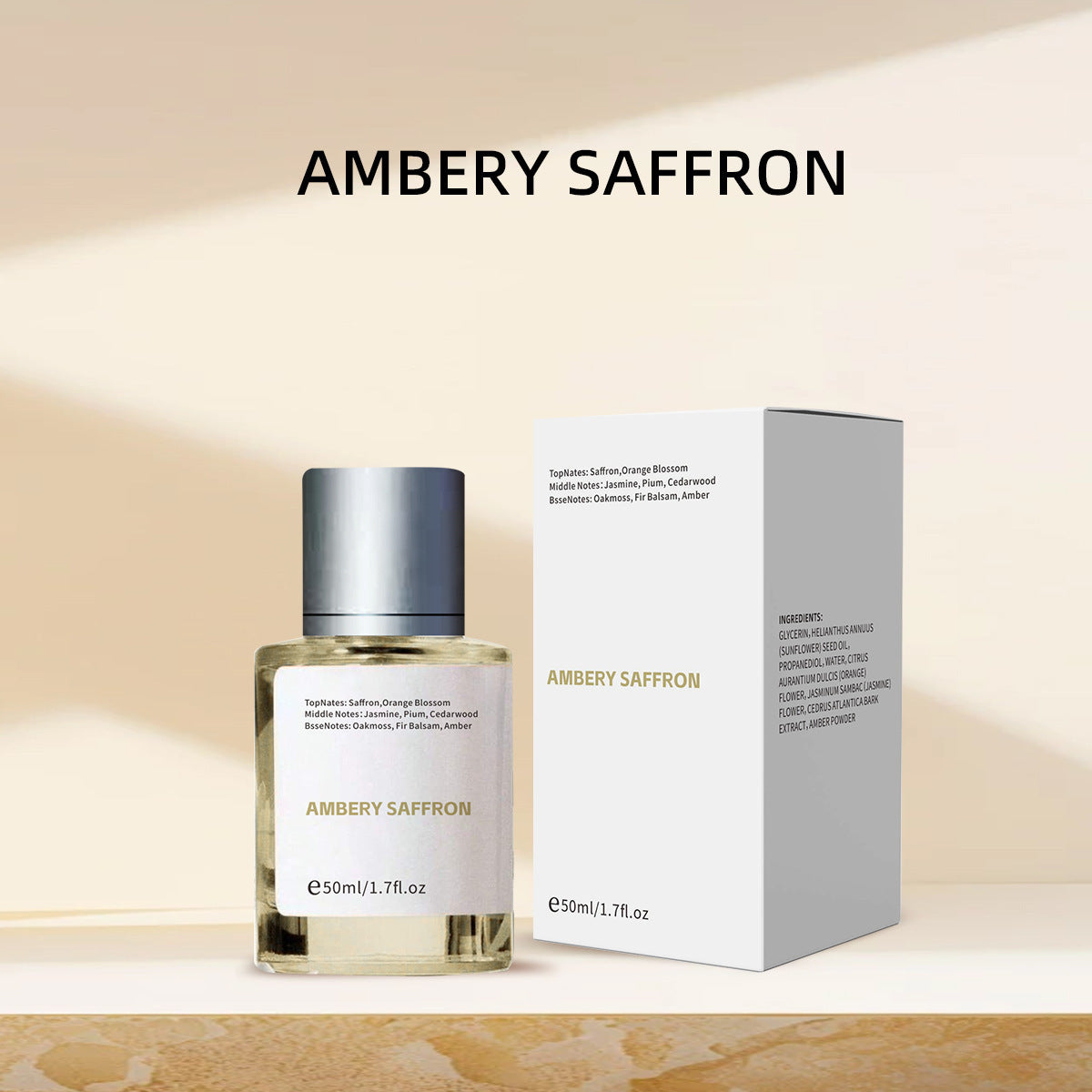 Amber Vanilla Alcohol-Free Perfume Spray 50ml - Long-Lasting Body & Room Fragrance