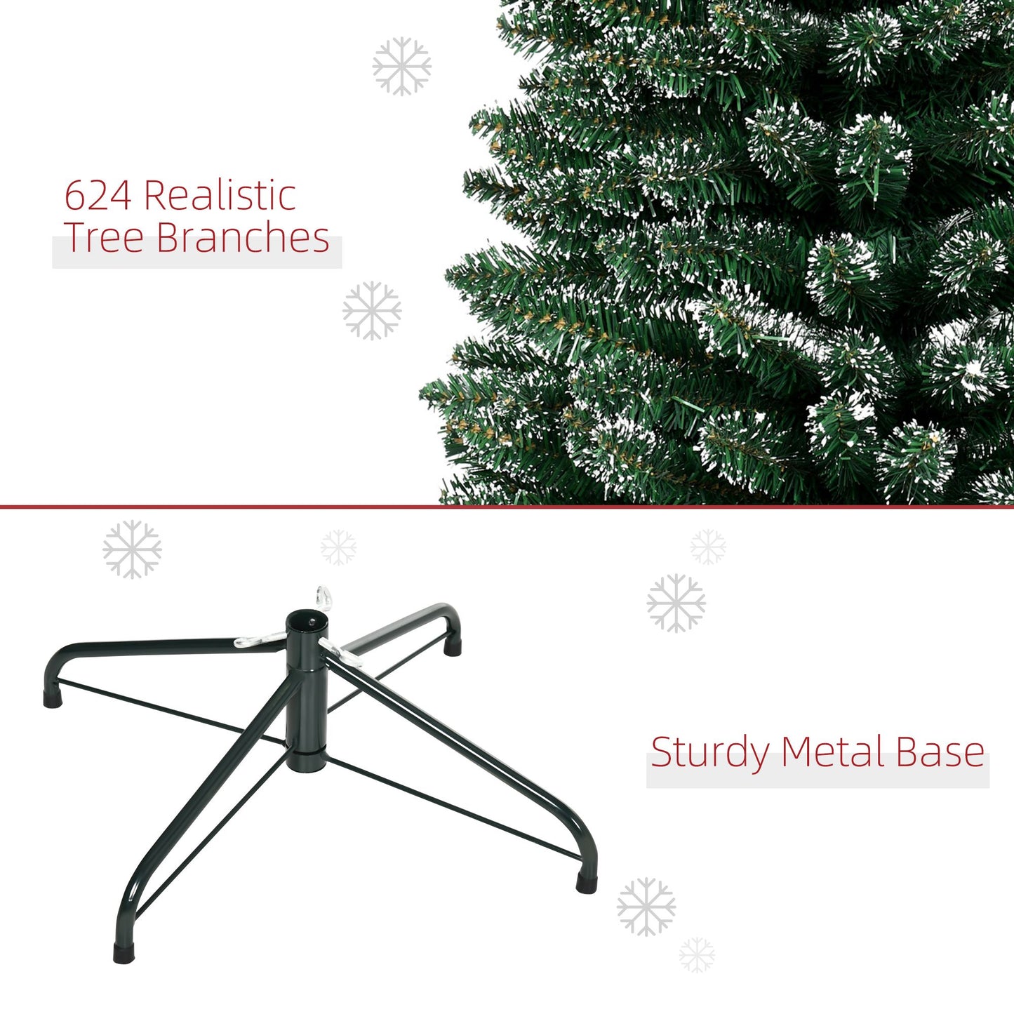 7.5FT Snow Dipped Artificial Christmas Tree with Stand - Green