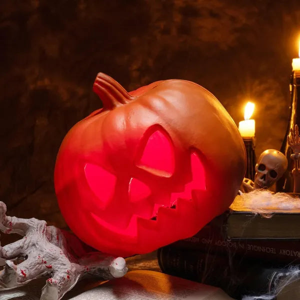 Light-Up Plastic Pumpkin Halloween Decorations - Yellow