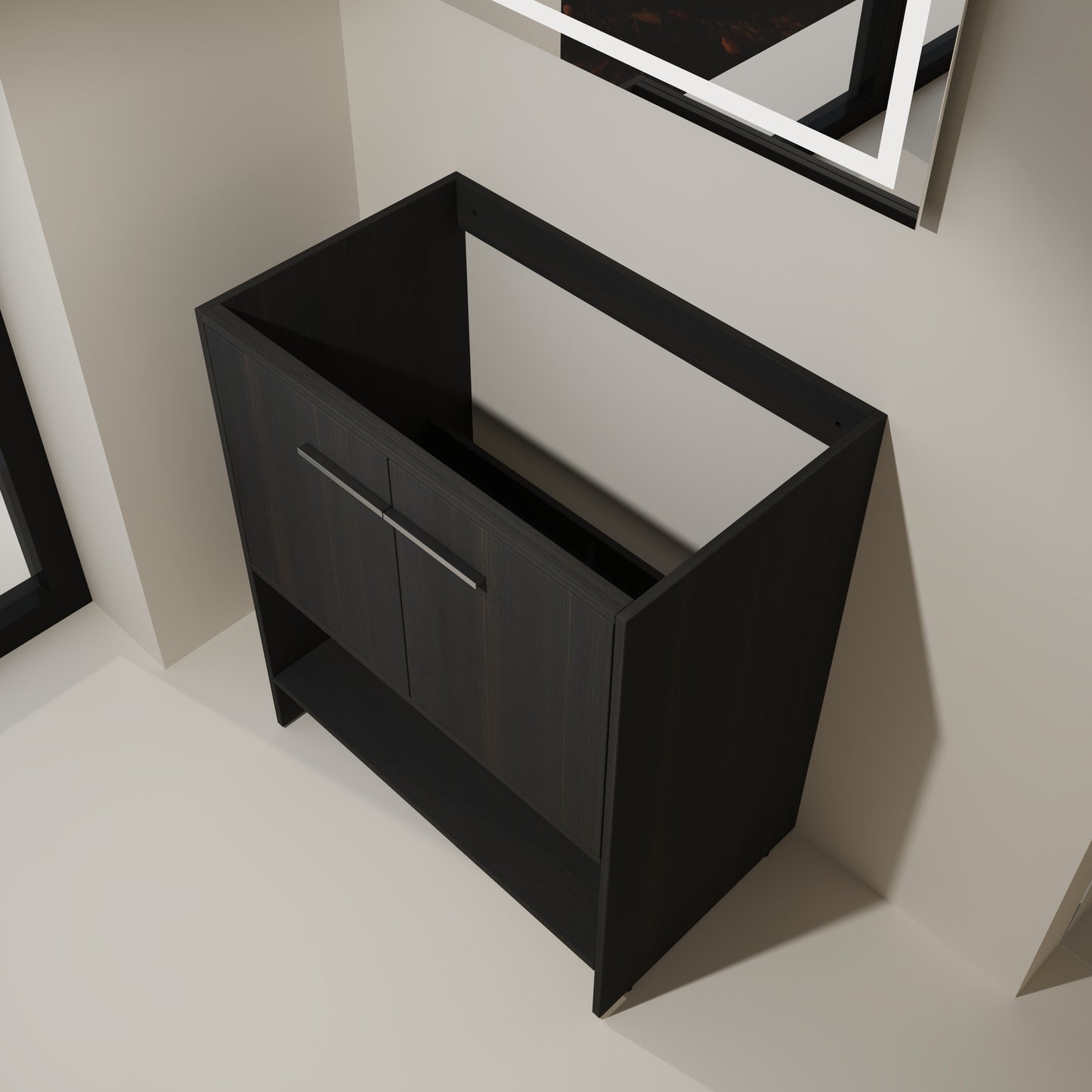 30" Freestanding Bathroom Vanity Cabinet - Dark Oak Plywood
