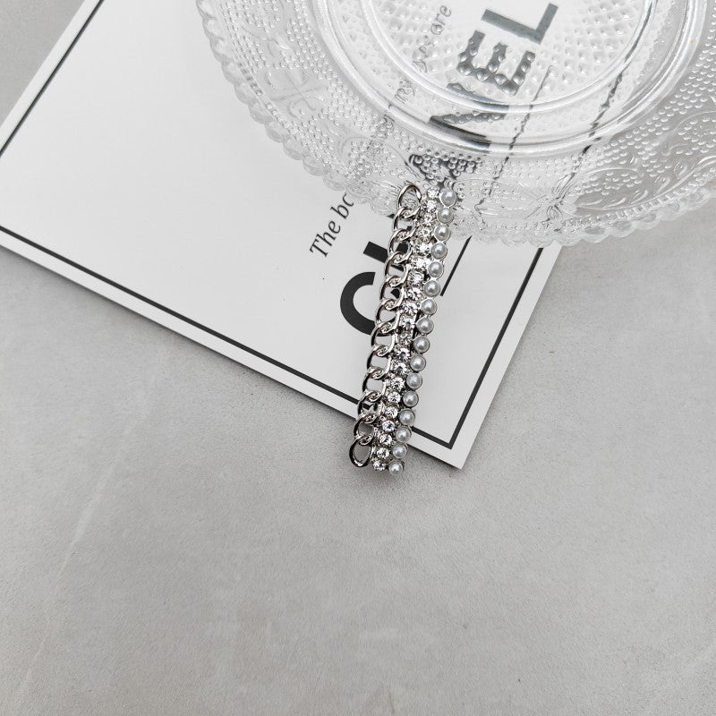 Pearl Diamond Hair Clip Spring - Gold & Silver, 2 Sizes