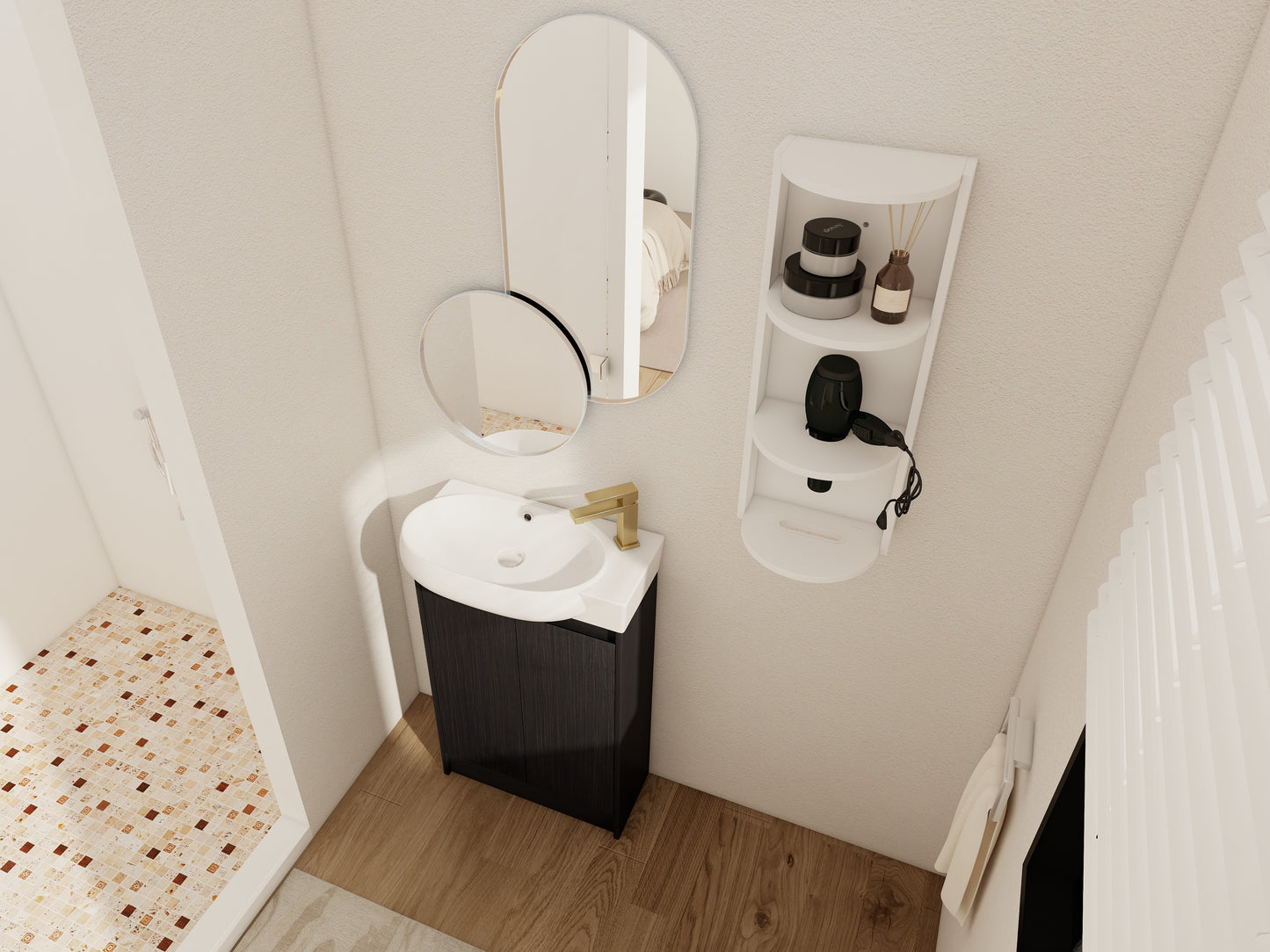 23 Freestanding Bathroom Vanity With Sink And Storage Rack, Soft