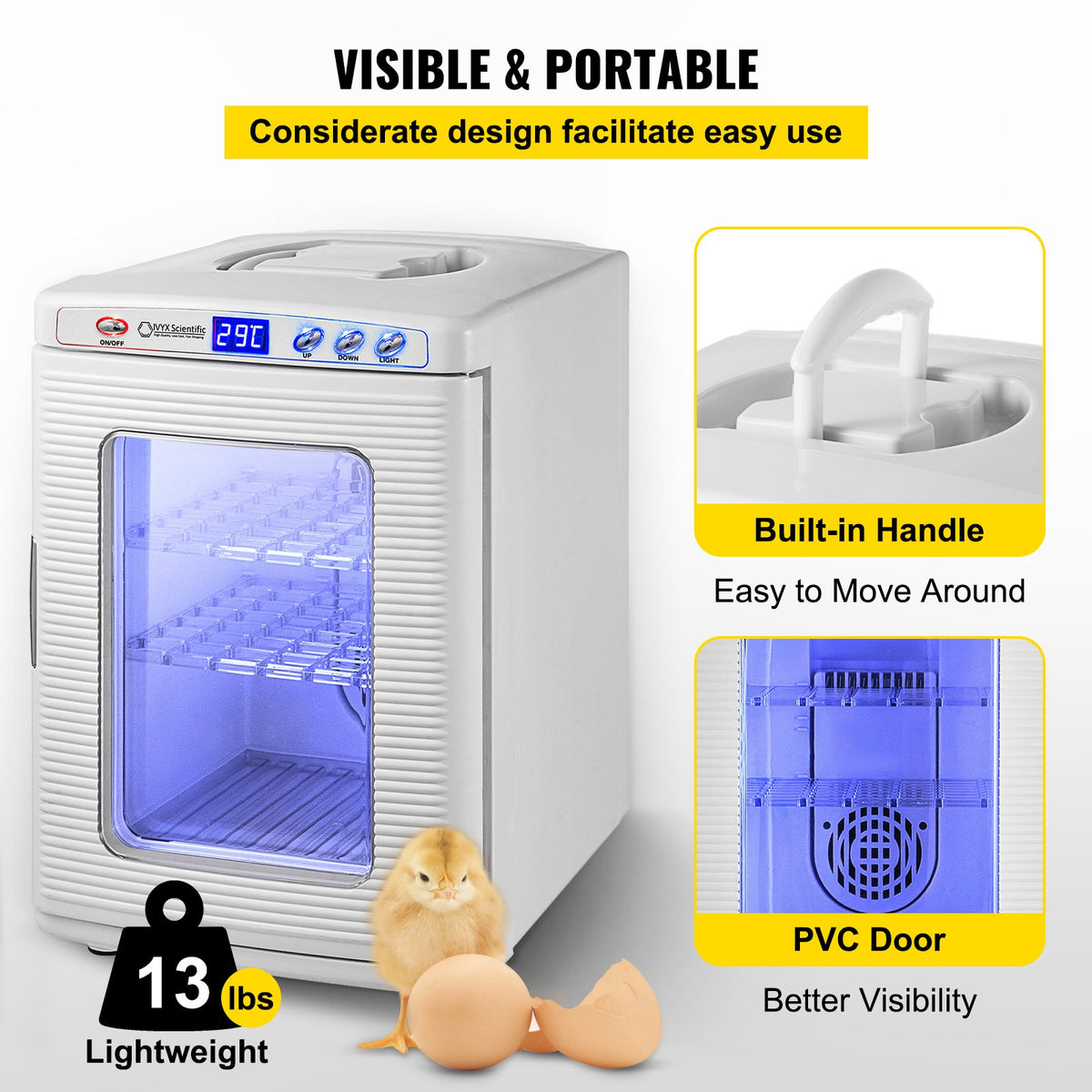 White Reptile Incubator 25L Digital Egg Incubator with Temperature Control