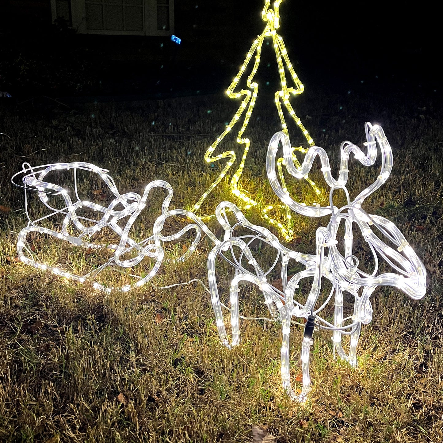 35" LED Lighted Reindeer and Sleigh Decoration - Warm White