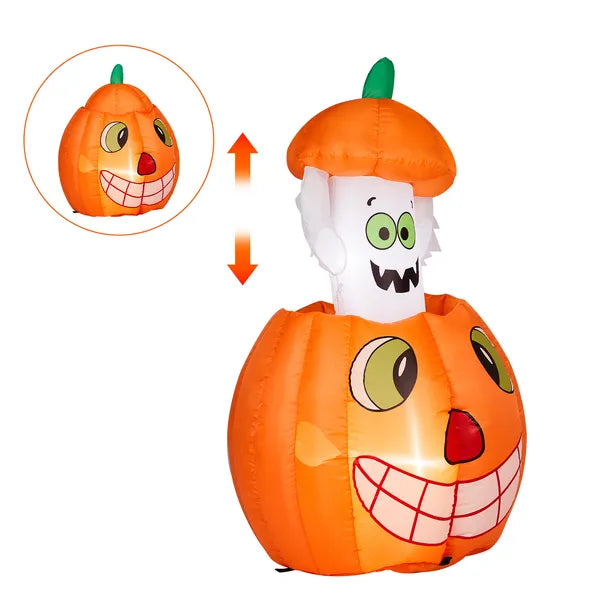 2.8FT Animated Pumpkin Ghost Inflatable Decoration with LEDs
