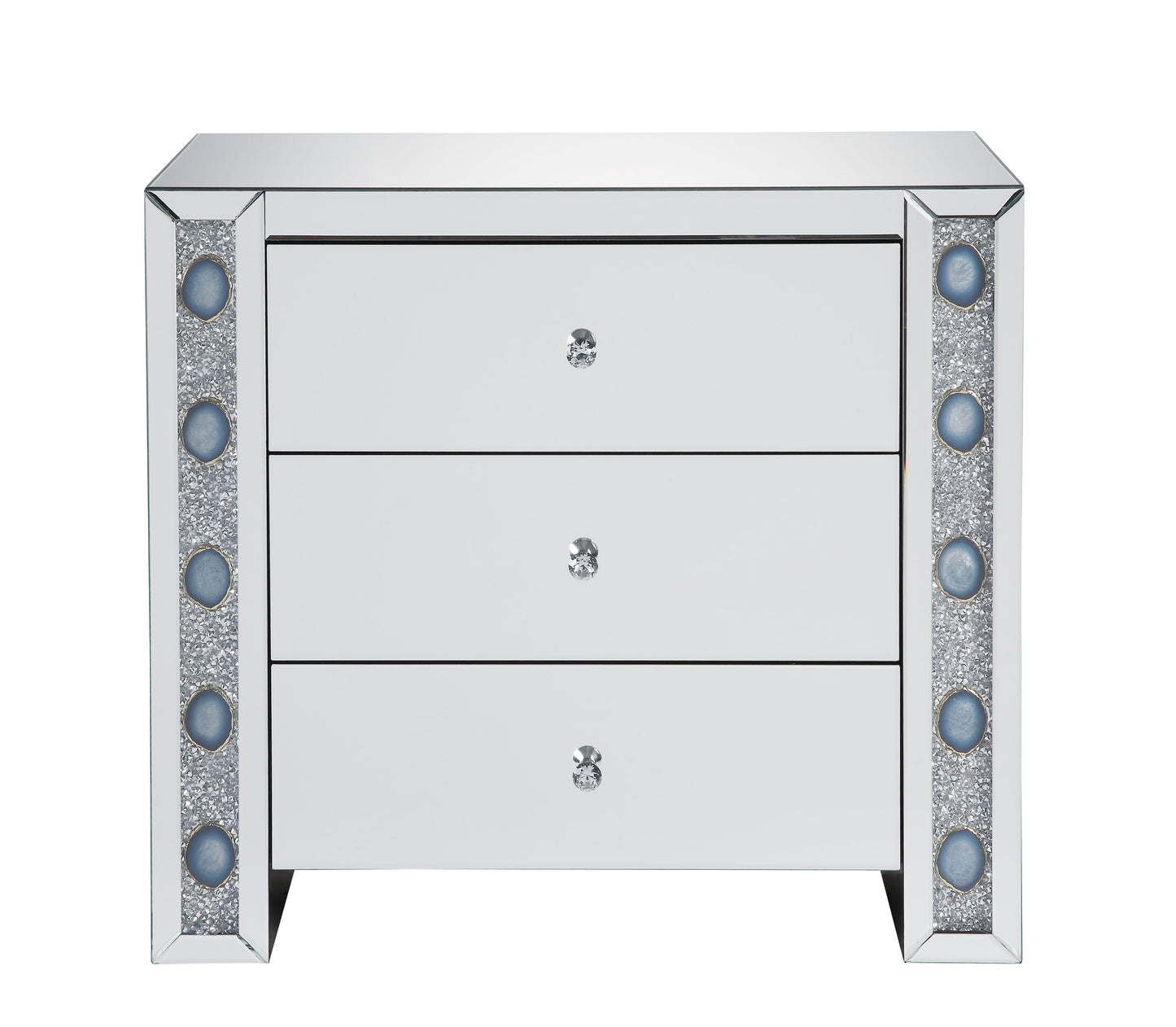 Sonia Mirrored Faux Agate Console Cabinet - Silver