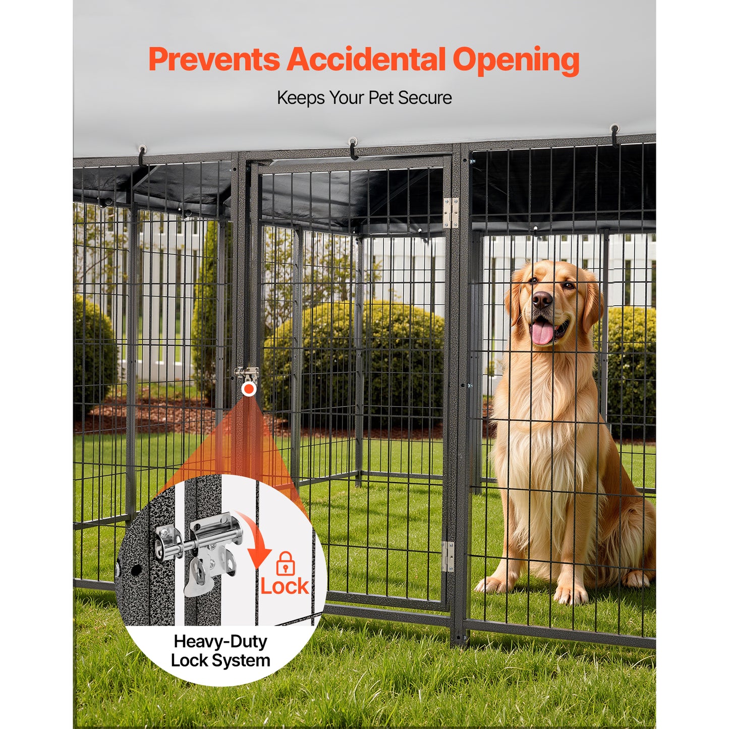 Large Outdoor Dog Kennel 9.8x9.8x5.4 Ft Waterproof UV-Resistant Roof Lockable Cage