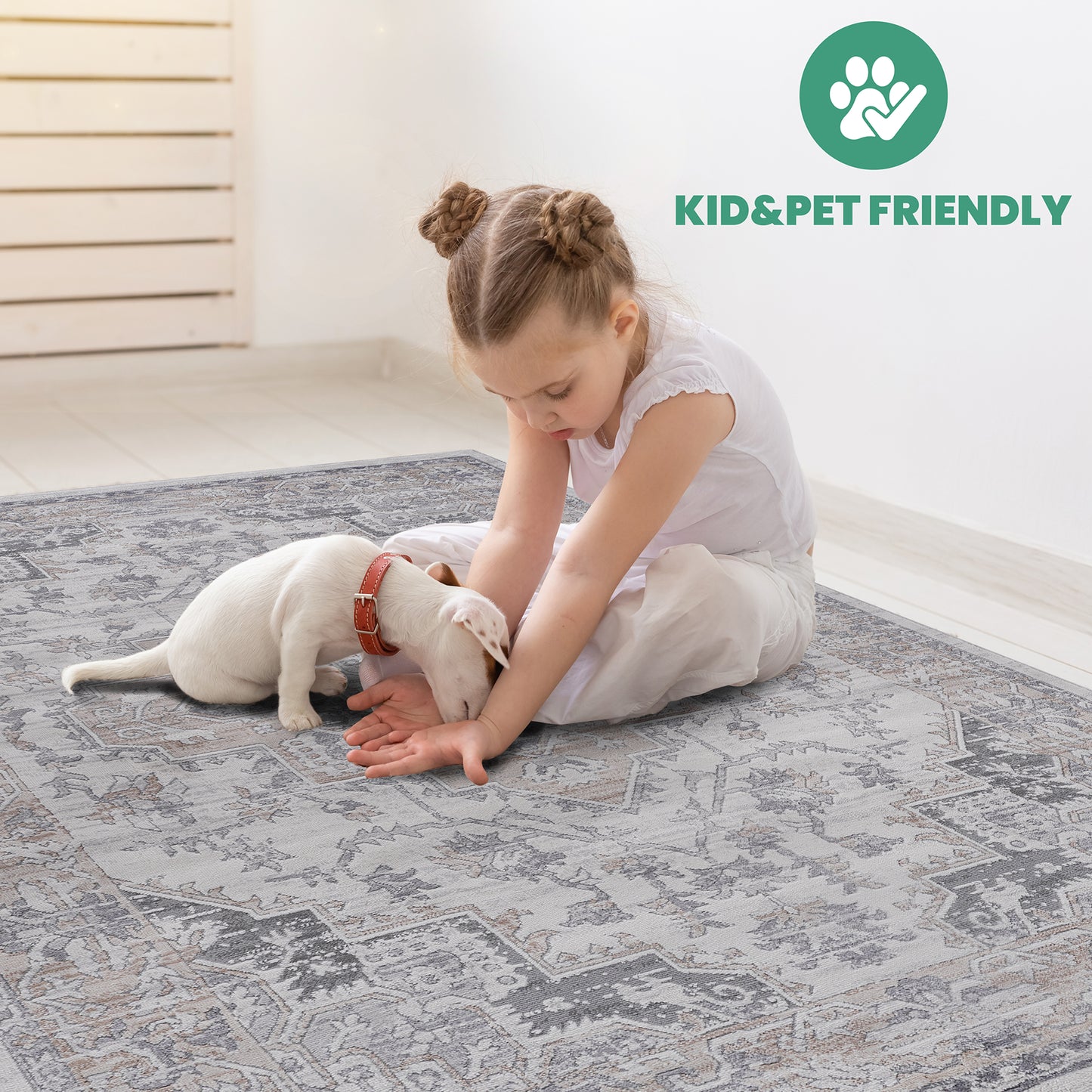 MARFI 8X10 Ivory Beige Oriental Area Rug