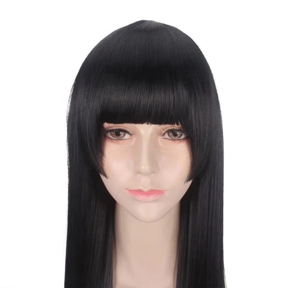 Natural Black Full-Head Wig for Women - 70cm High-Temperature Fiber