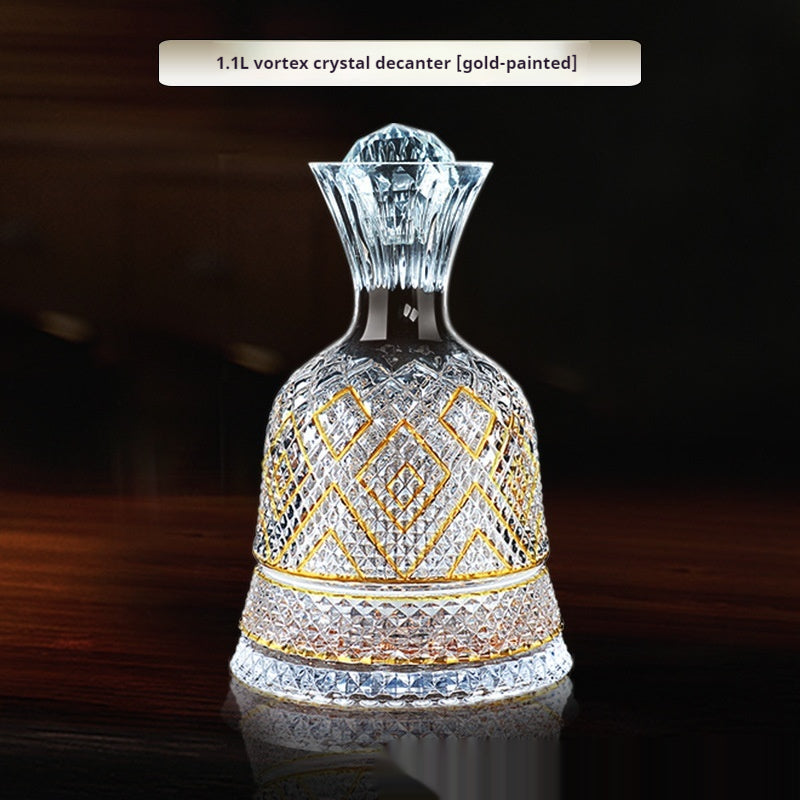 Crystal Glass Decanter with Rotating or Solid Wood Base - 1000ml Luxury Wine Bottle
