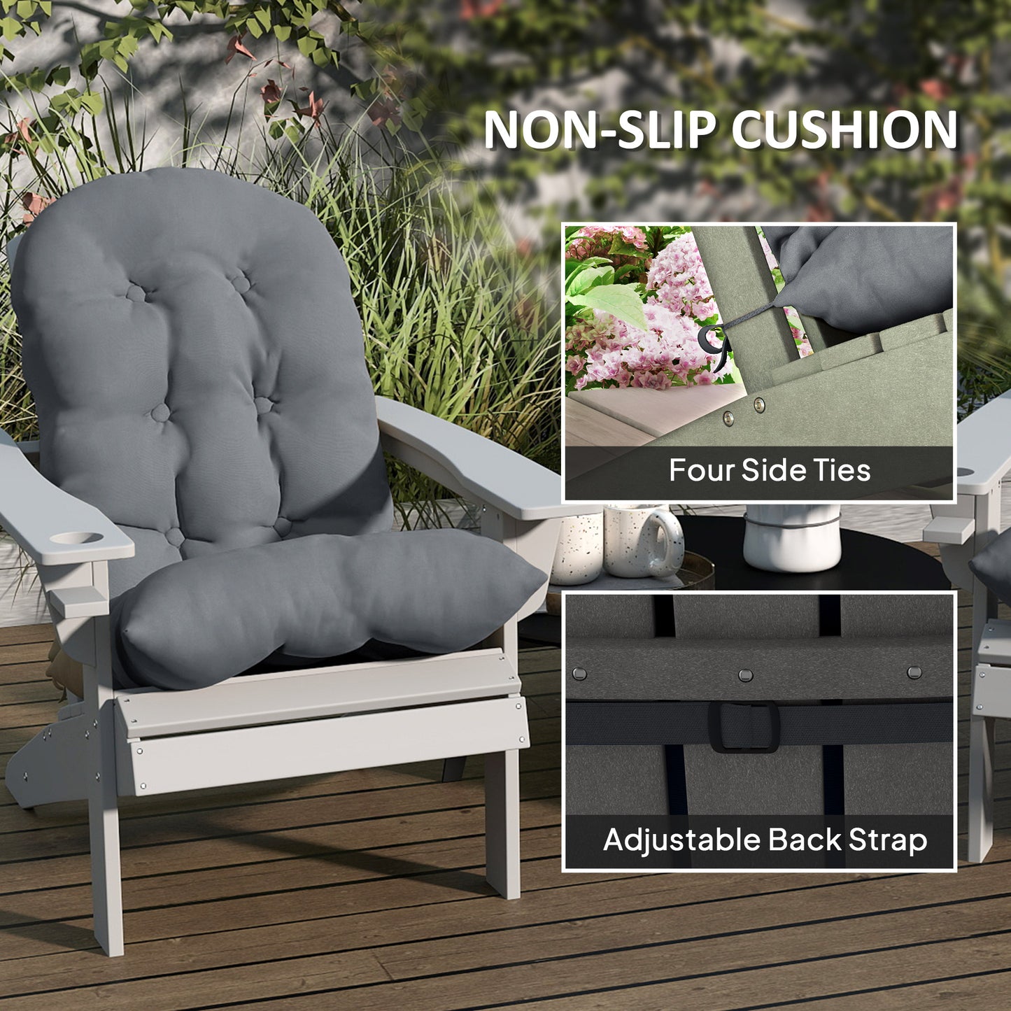 Tufted High Back Chair Cushions Set of 2 - Gray