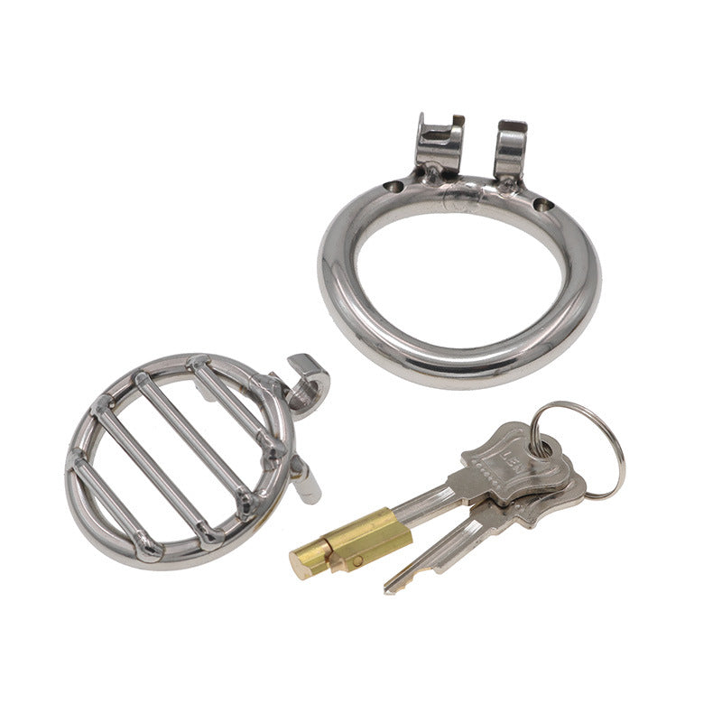 Men's Stainless Steel Flat Chastity Lock with Multiple Ring Sizes