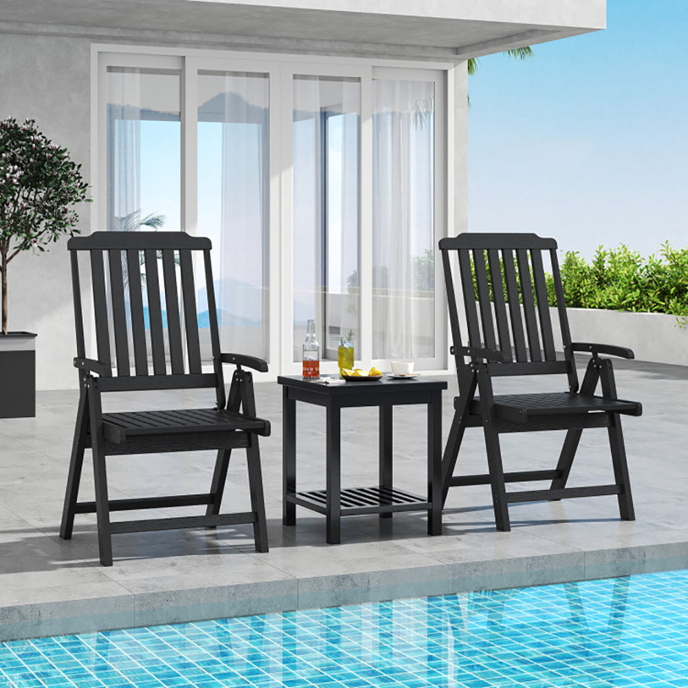 Foldable Patio Chair All-Weather HDPE Outdoor Dining With Armrest For