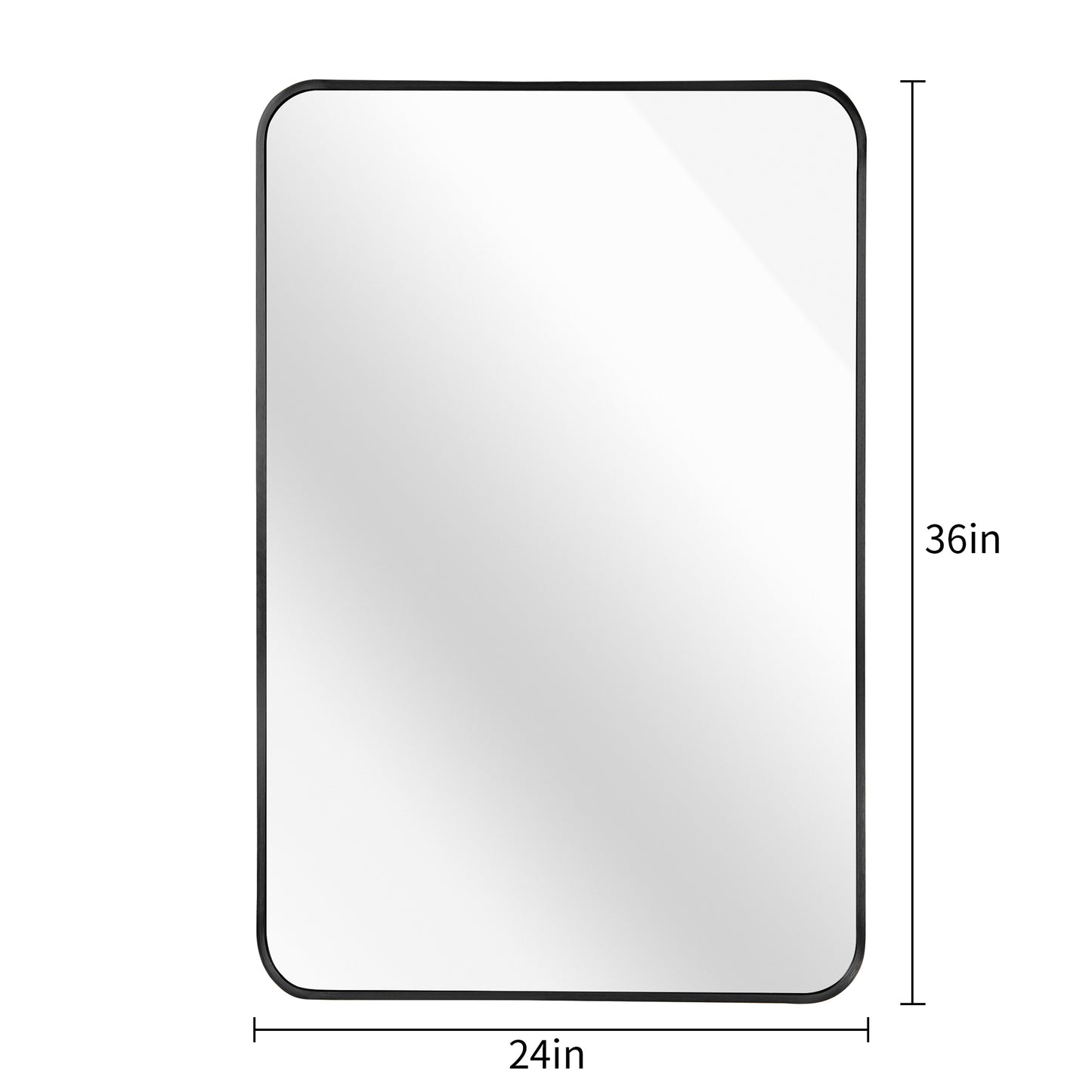 24x36 Inch Black Metal Framed Rectangular Bathroom Mirror