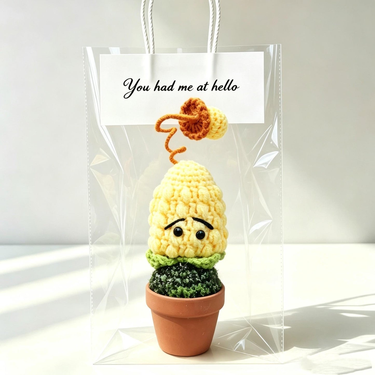 Handmade Yarn Flower Pot Ornaments - Various Styles for Home & Garden Decor