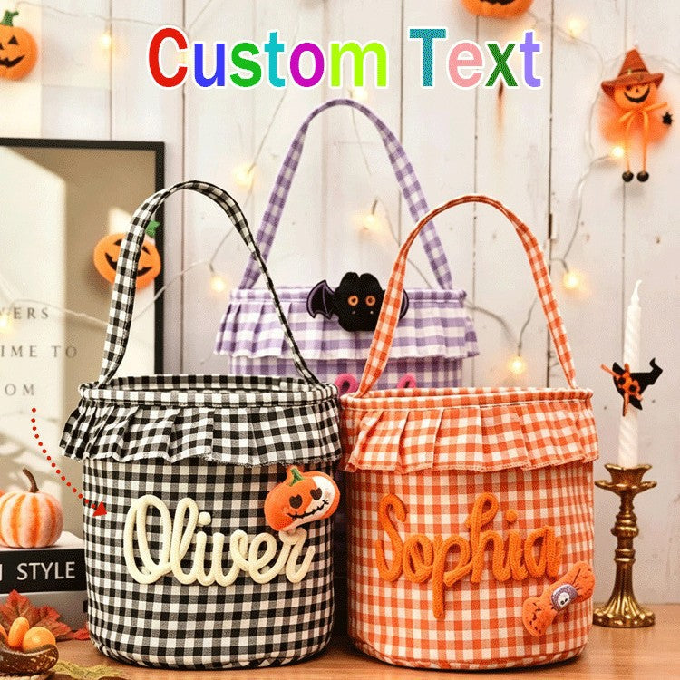Embroidered Easter Plaid Handbag Basket for Festive Decor