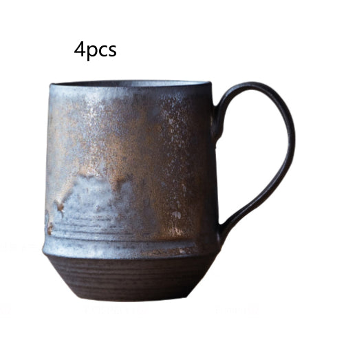 Ceramic Coffee Mug Set - Gold-Plated Couple's Matching Drinkware 250ml