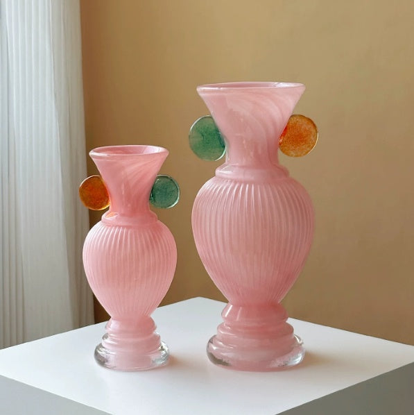 Double-Eared Glazed Vase for Living Room Flower Arrangements - Modern Home Decor