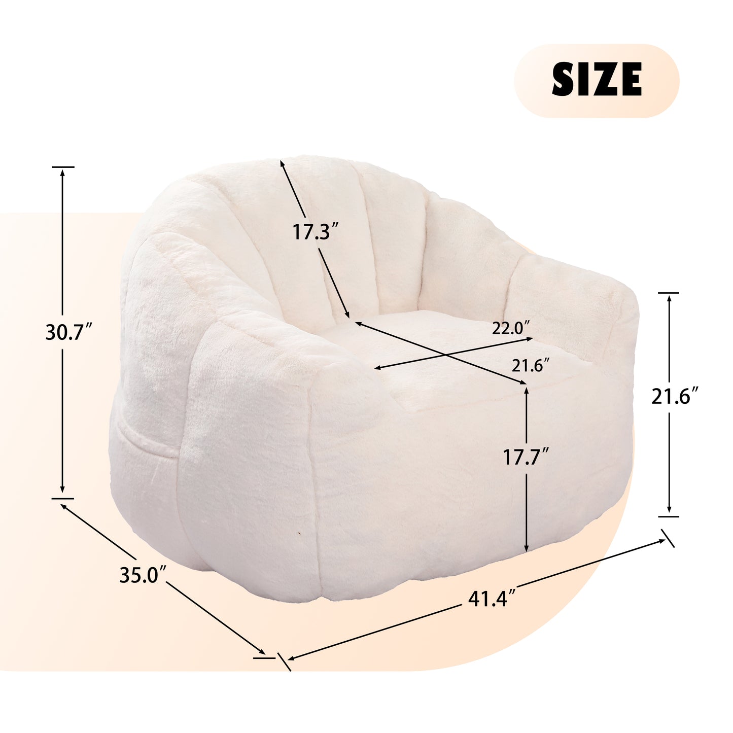 Bean Bag Chair, Sofa Chair With Armrests Stuffed High-Density Foam,