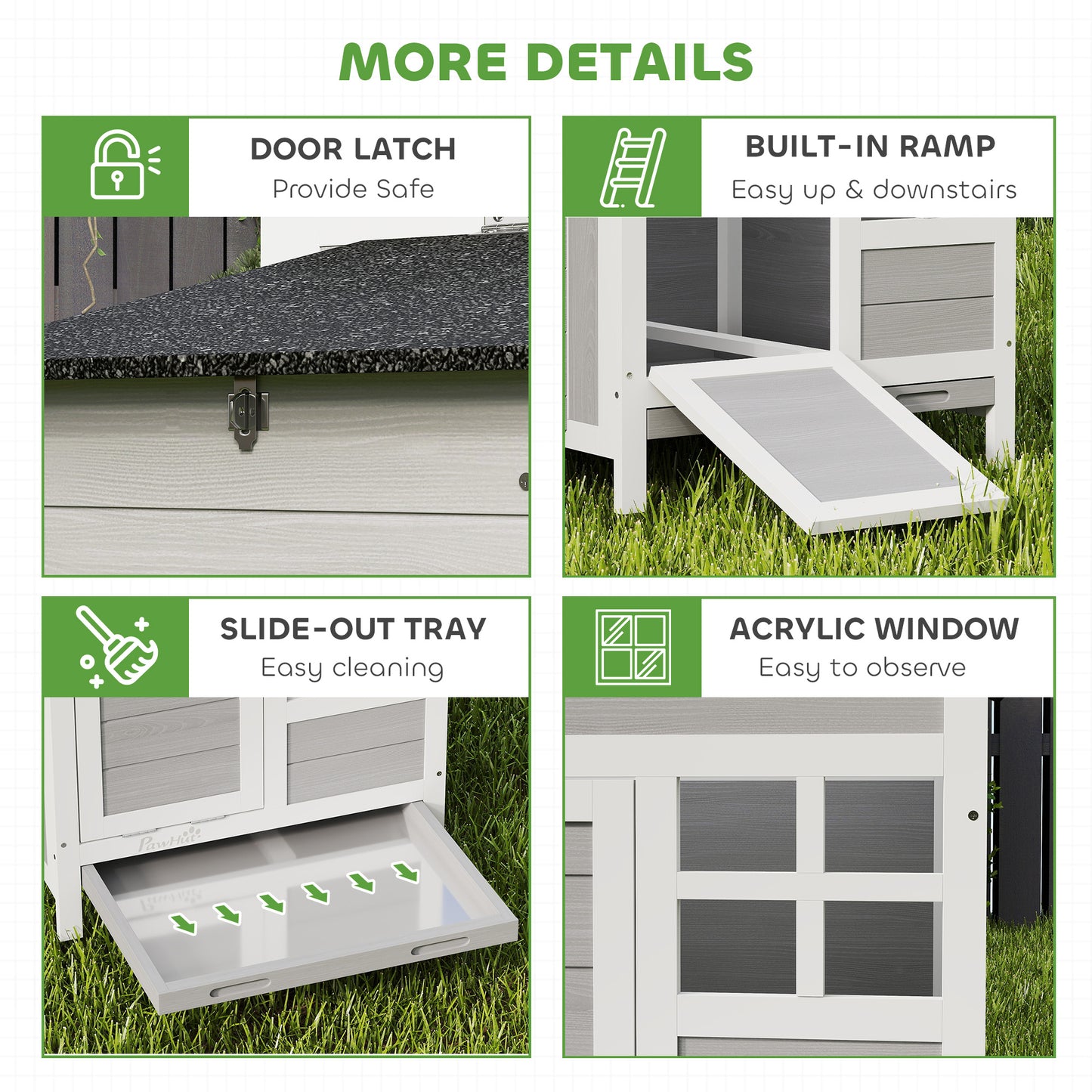 Outdoor Wooden Chicken Coop with Nesting Box and Pull-Out Tray - Weather-Resistant, 36x25x27 Inches
