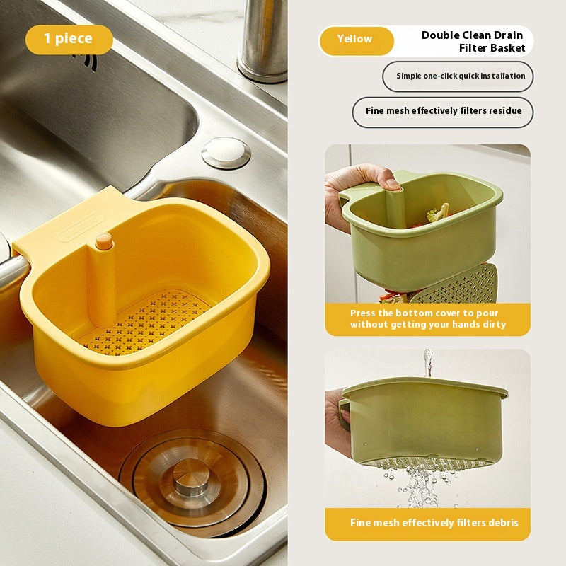 Hanging Kitchen Drain Basket with Open Lid for Wet and Dry Storage