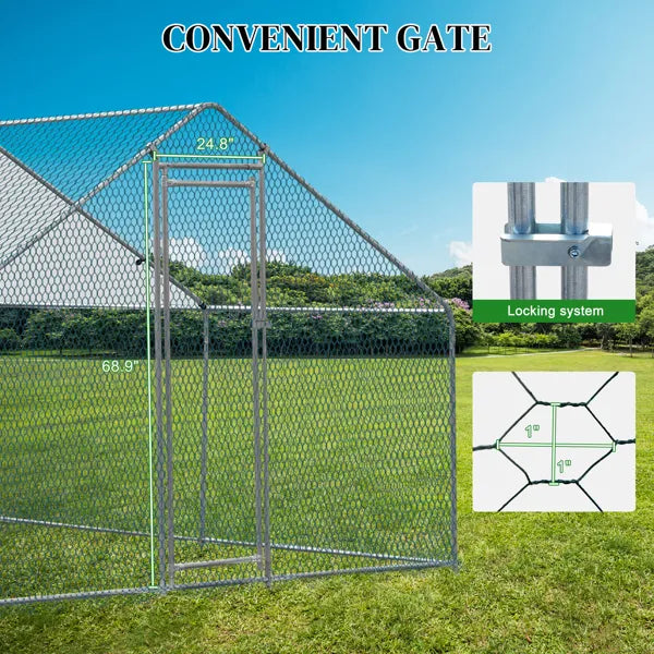 10x10 Ft Large Metal Chicken Coop with Waterproof Cover & Predator-Proof Mesh