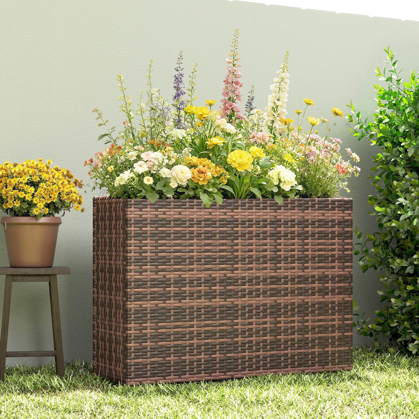 Tall Rectangular Plant Pot with Removable Liner - Indoor Outdoor Garden Planter
