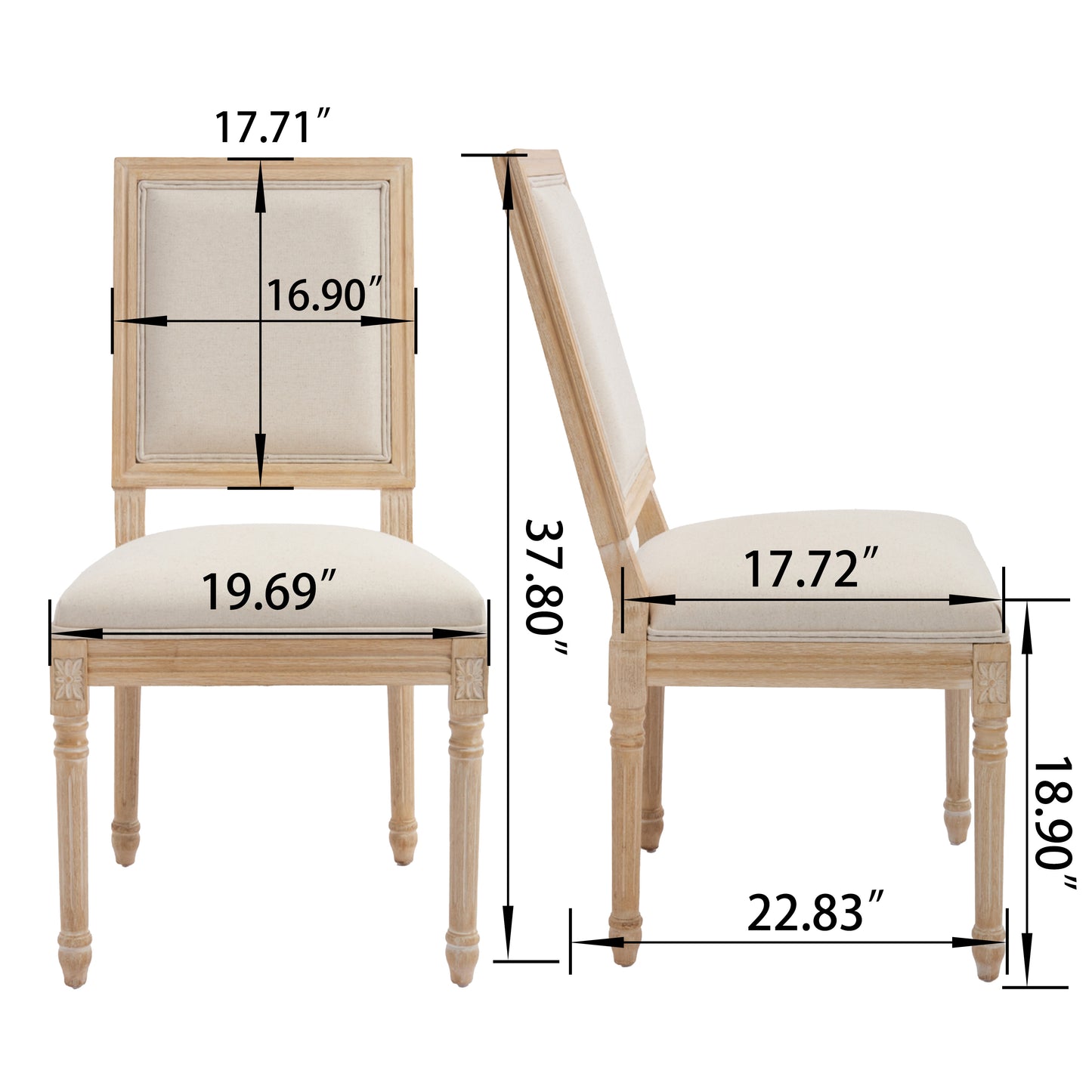 Upholstered French Country Dining Chairs - Set of 2, Beige