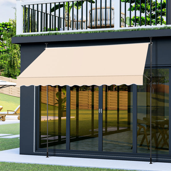 Retractable Patio Awning - Khaki Sun Shade Shelter