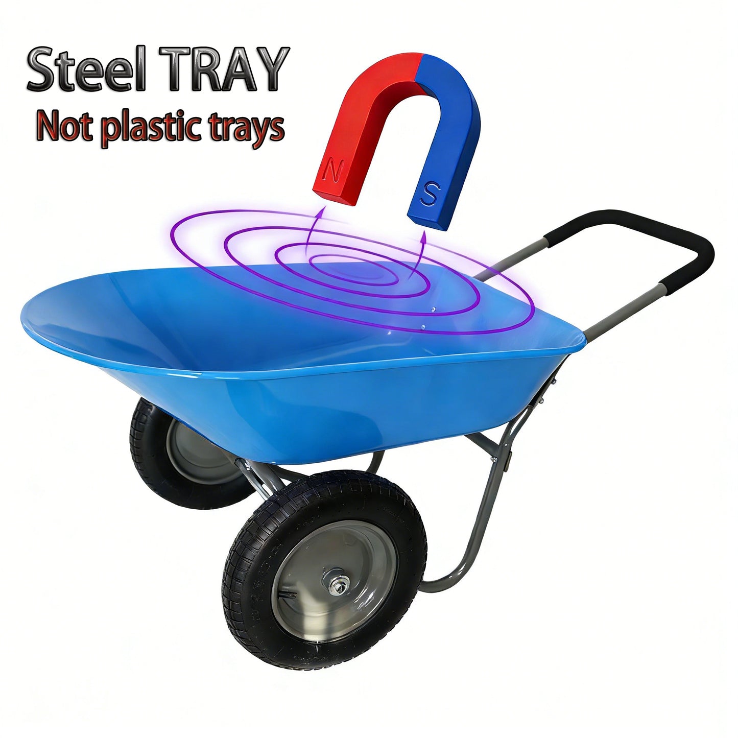 Steel TRAY Wheel Barrow Two Wheeled Trolley For Green Garden 15 Inch