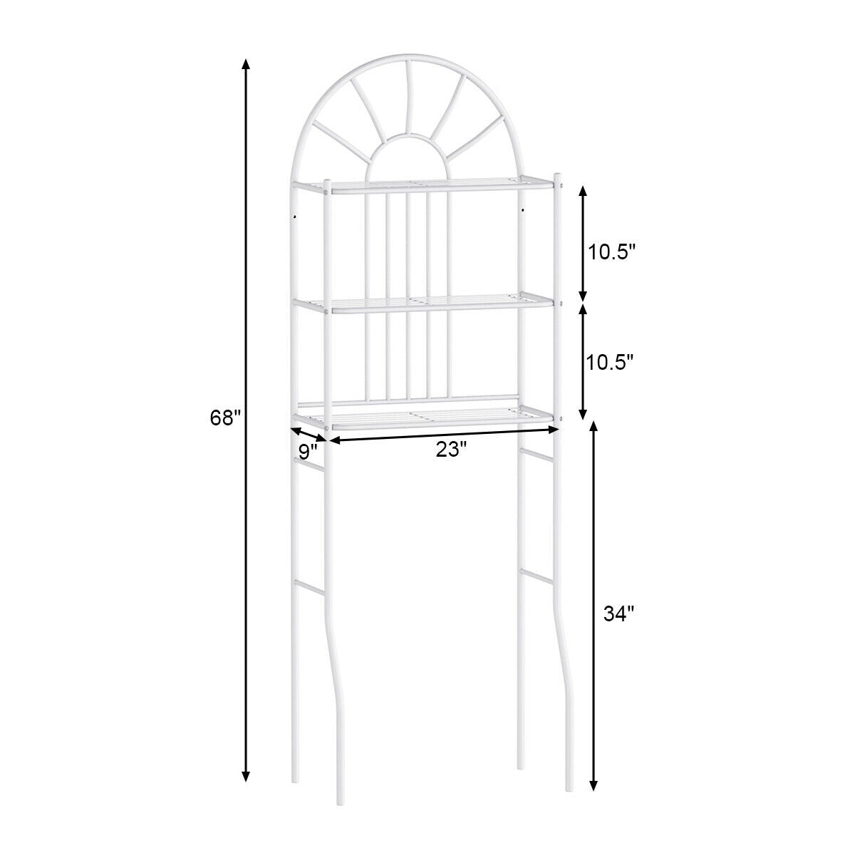 3-Tier Over-the-Toilet Bathroom Storage Rack - Durable Iron