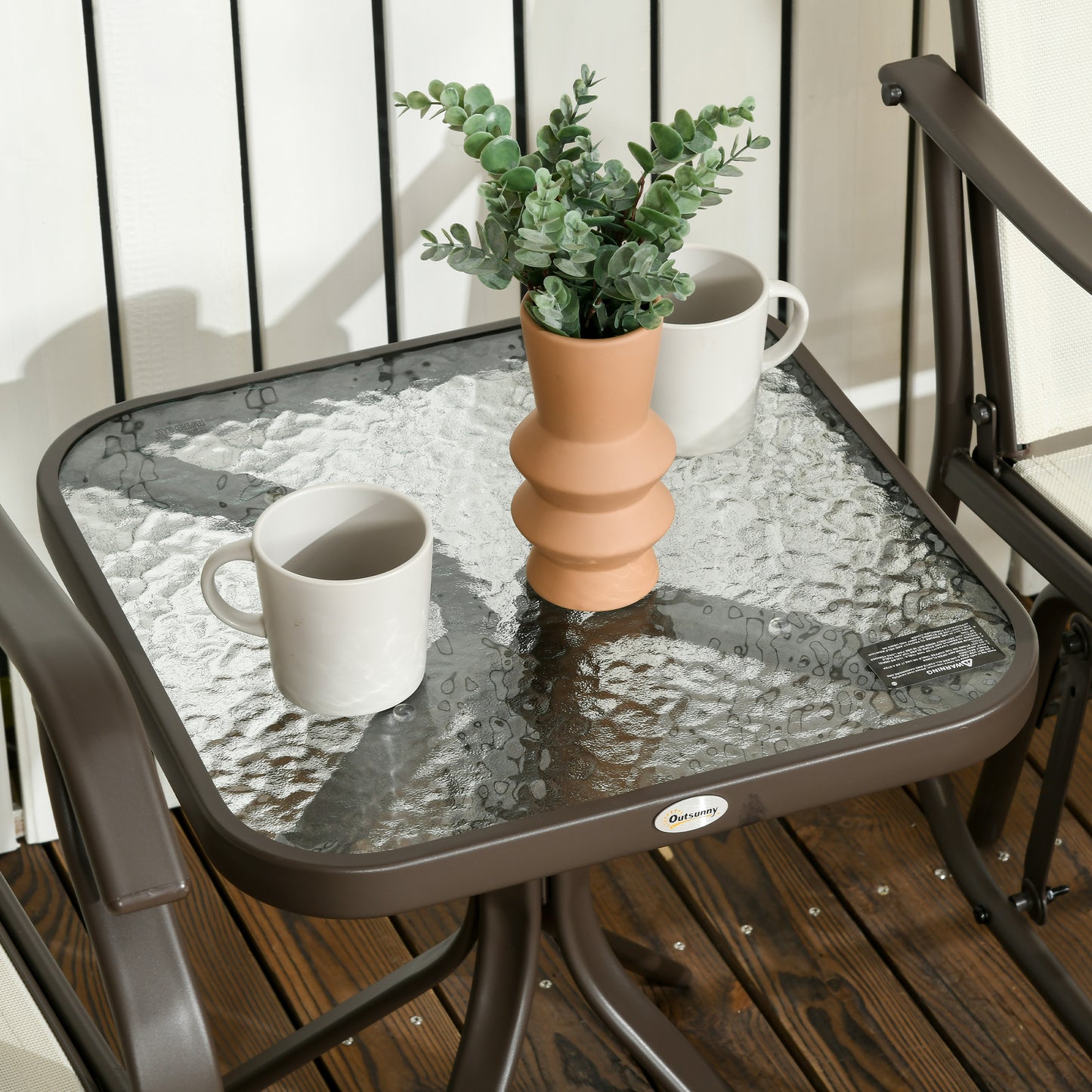 3-Piece Outdoor Glider Chair Set with Coffee Table - Cream White