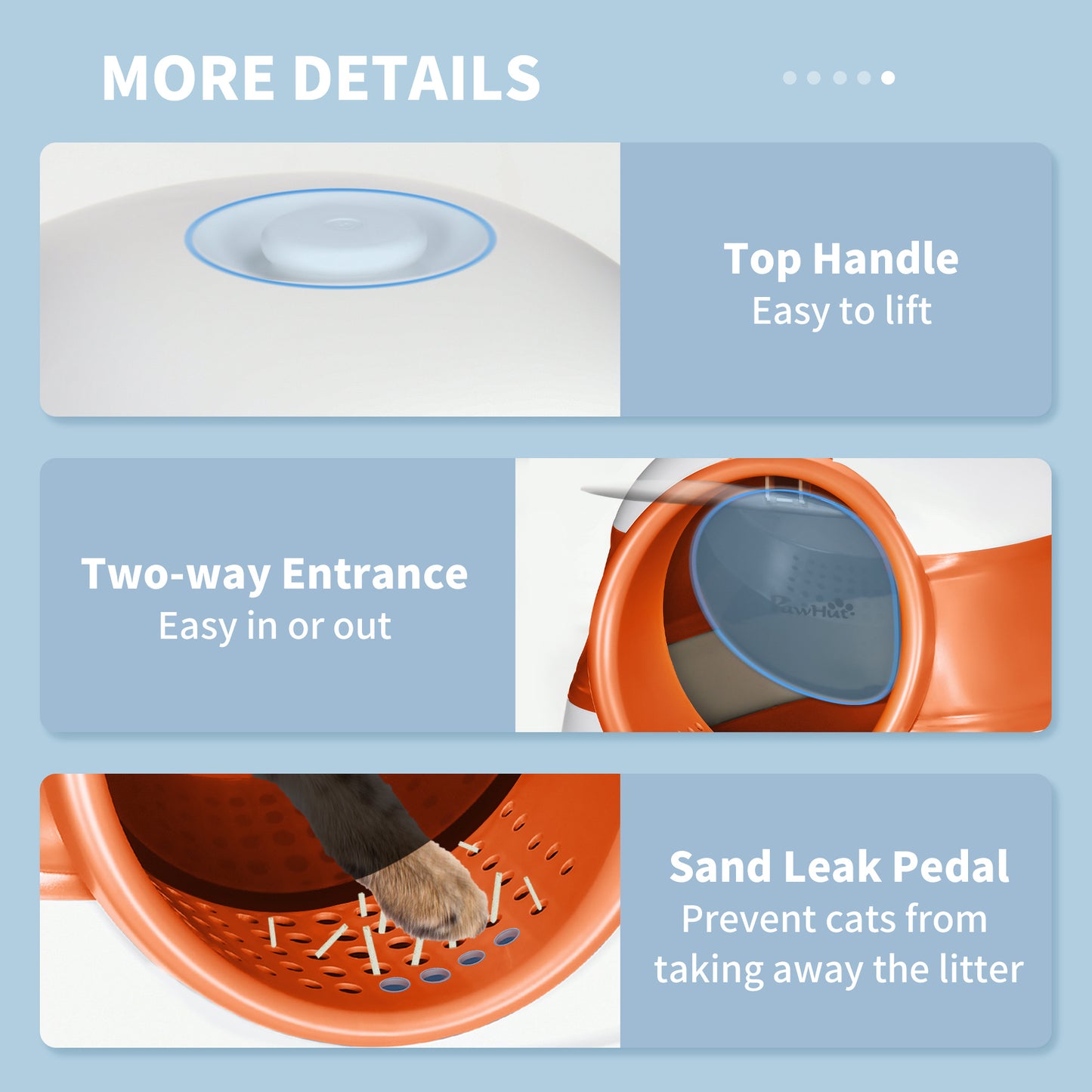 Cat Litter Box with Lid and Door - Enclosed Privacy, Odor Control, Orange