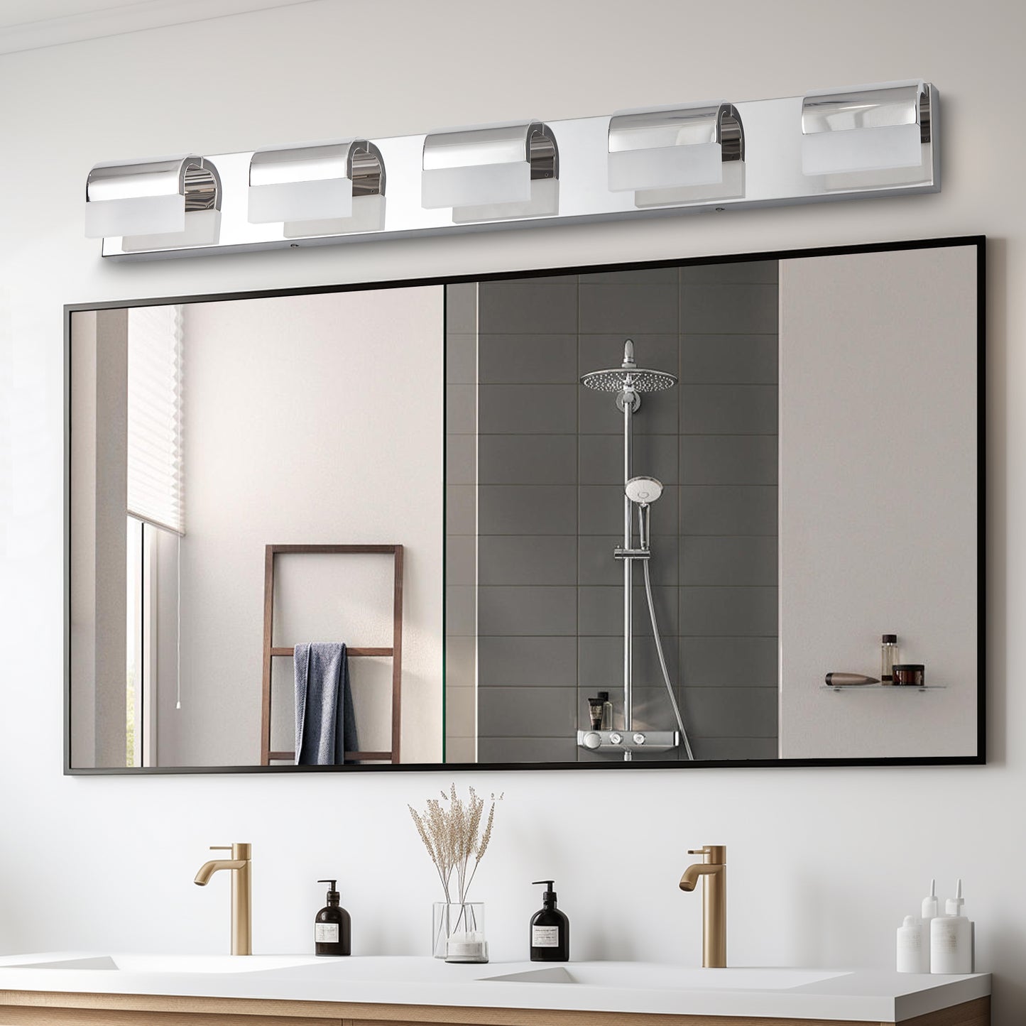 5-Light Modern LED Bathroom Vanity Lighting - Over Mirror