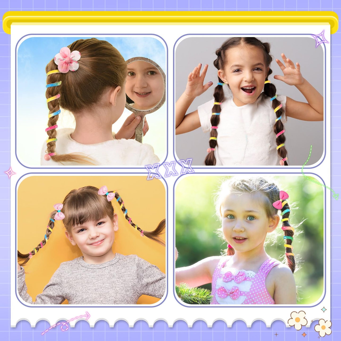 6-Pack Colorful Spiral Hair Ties - Rainbow Telephone Wire Bands