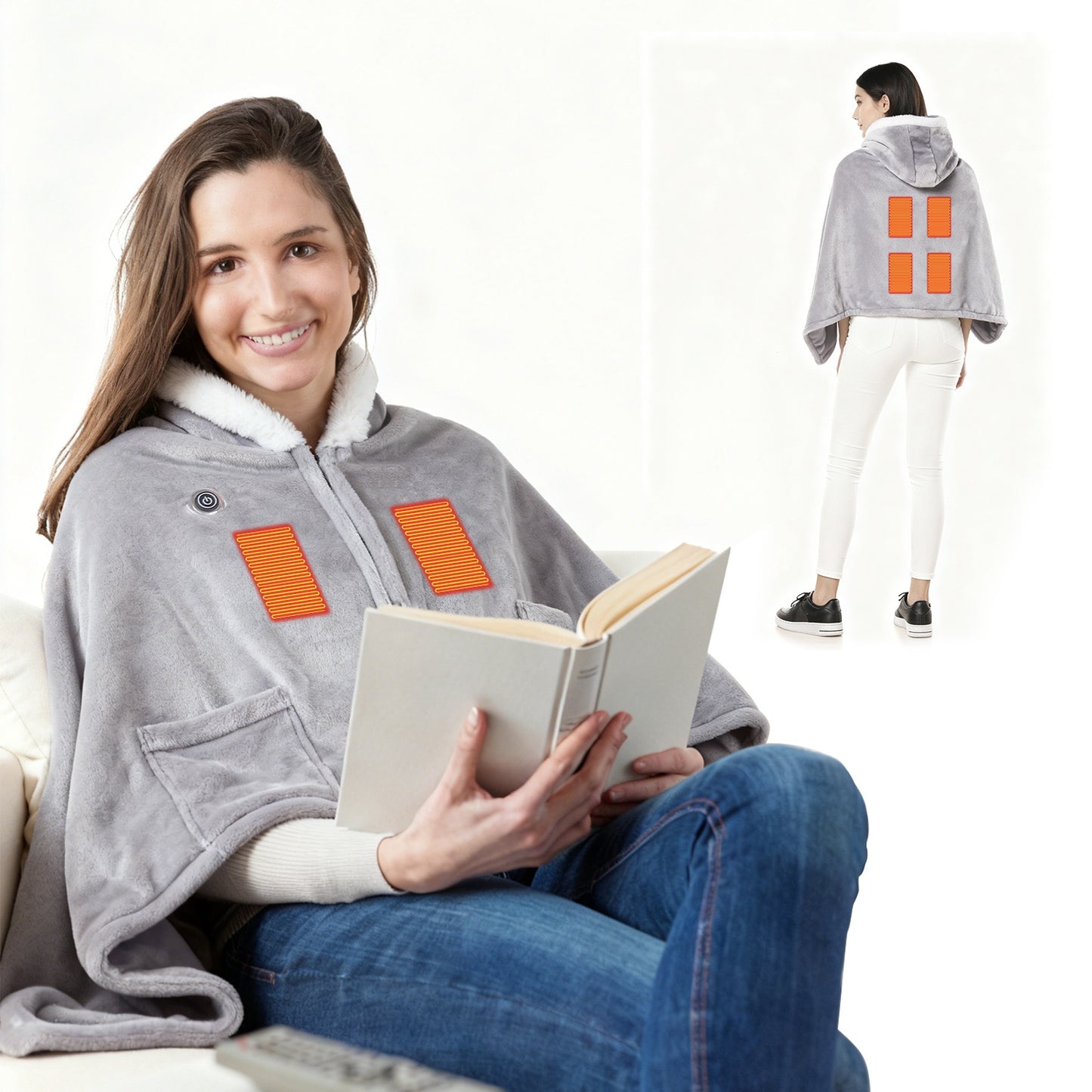 Heated Throw Blanket with 20000mAh Power Bank - Portable Electric Wrap for Women Men