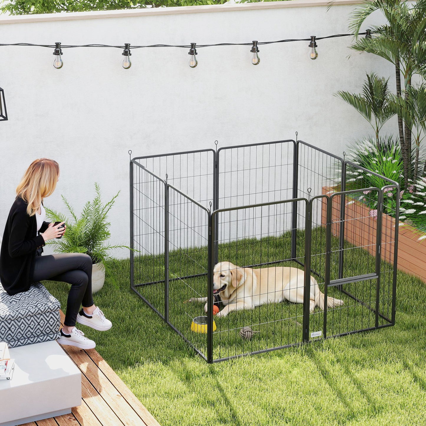 Heavy Duty 39 Inch Dog Exercise Pen - 8 Panel Metal Pet Fence for Medium Large Dogs, Black
