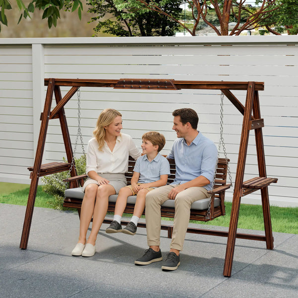 Ergonomic Outdoor Swing Chair with Cushioned Seat - Carbonized Brown