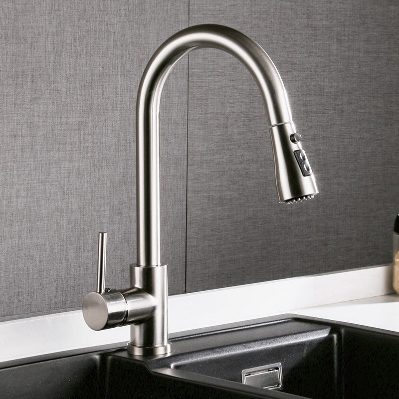 Pull-Out Kitchen Sink Faucet - Brushed Copper, Hot & Cold