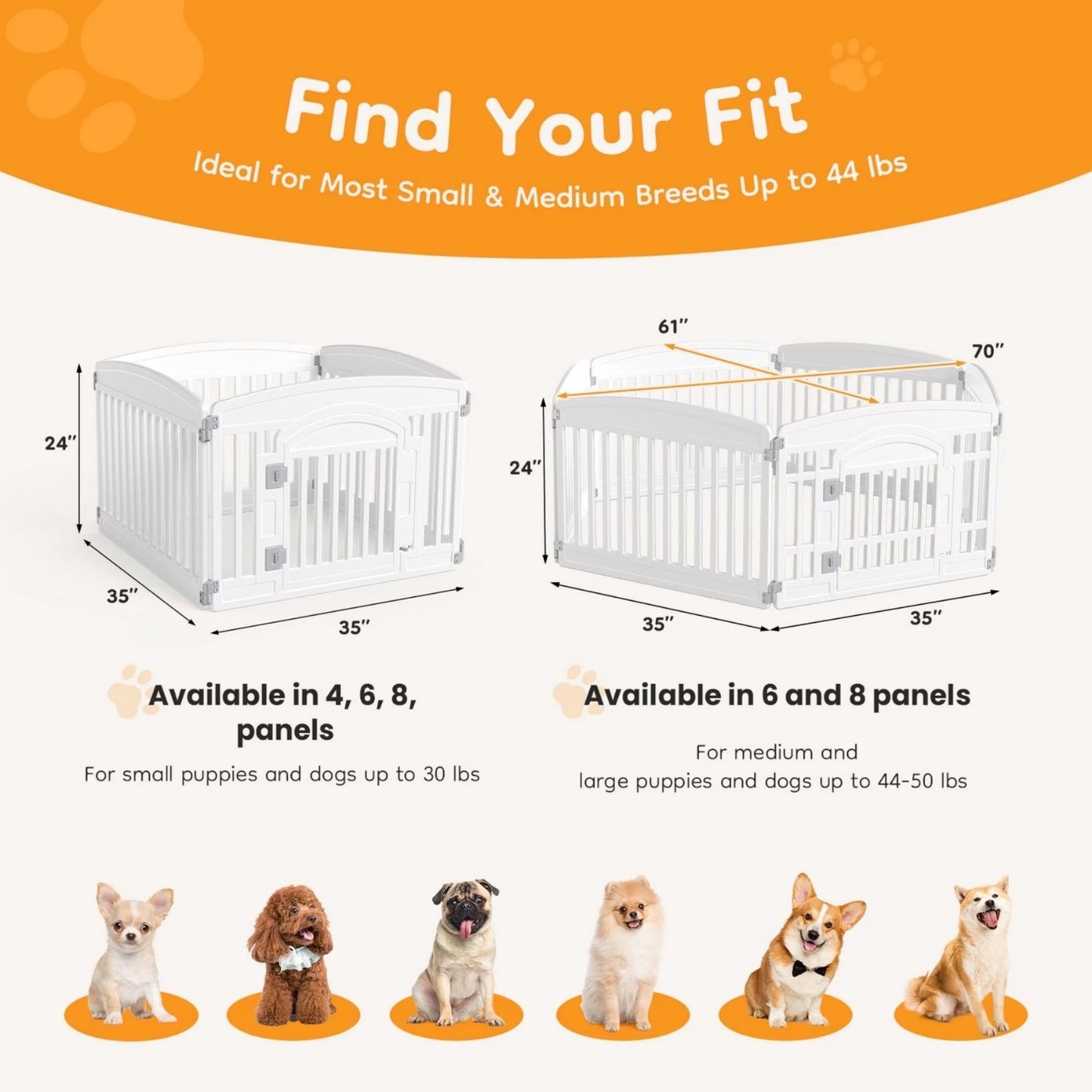 Indoor Outdoor Dog Playpen - Portable Foldable Pet Fence for Small & Medium Dogs