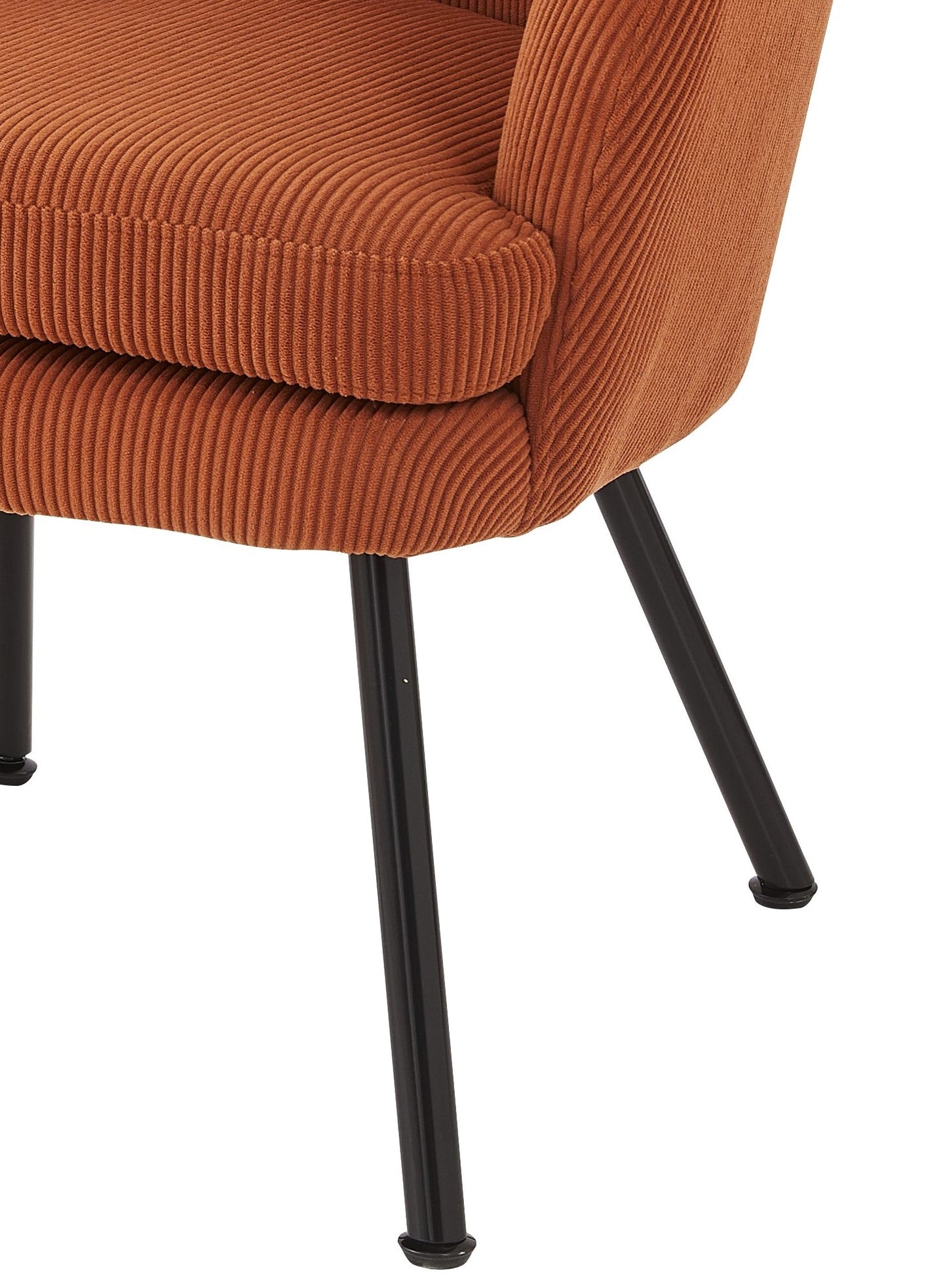 Corduroy Accent Chair With Black Metal Legs, Modern Upholstered