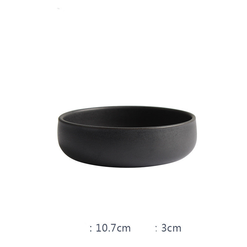 Deep Ceramic Rice & Noodle Bowl Set with Flat Plate & Shallow Platter