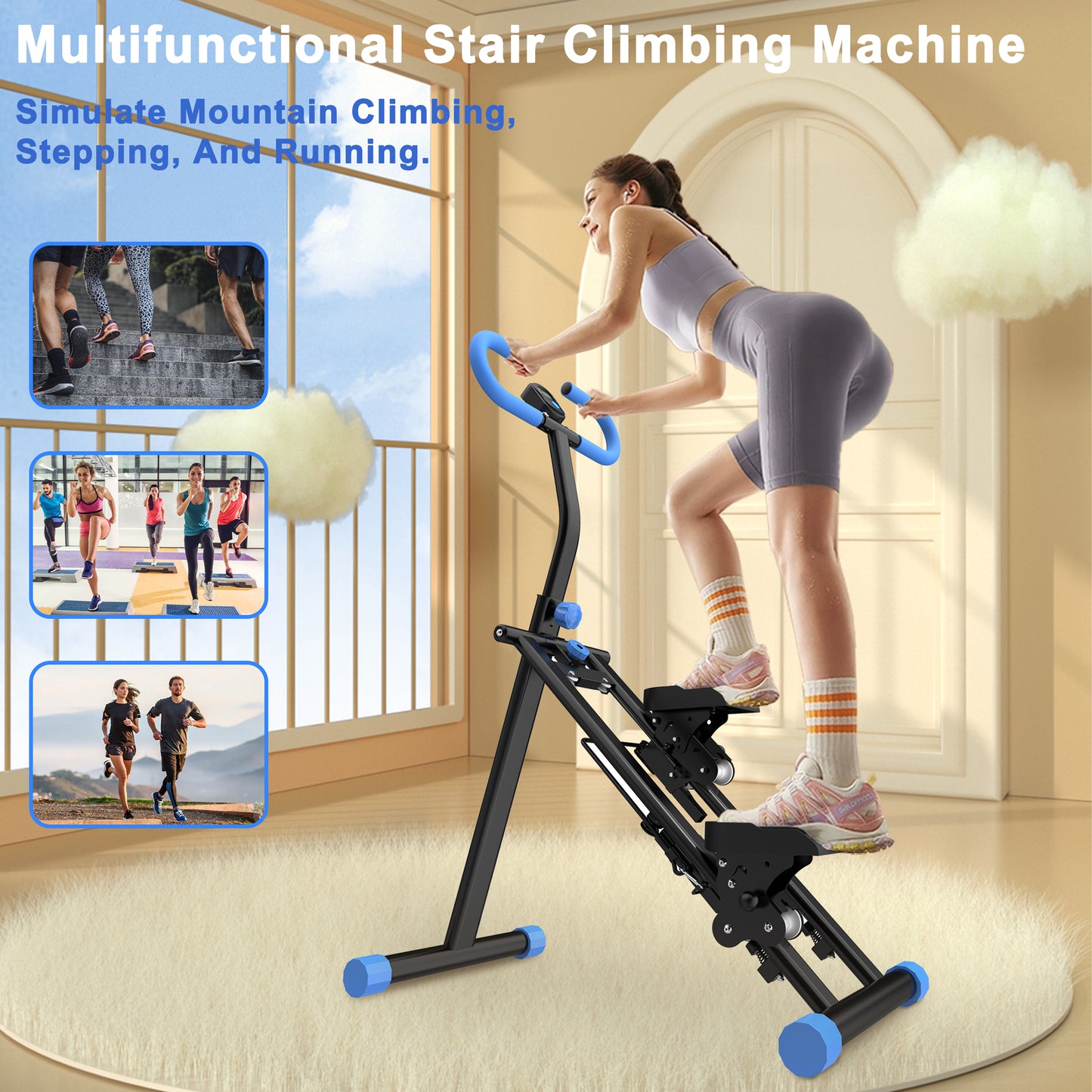Vertical Climber Workout Machine - Full-Body Exercise Stepper - Blue