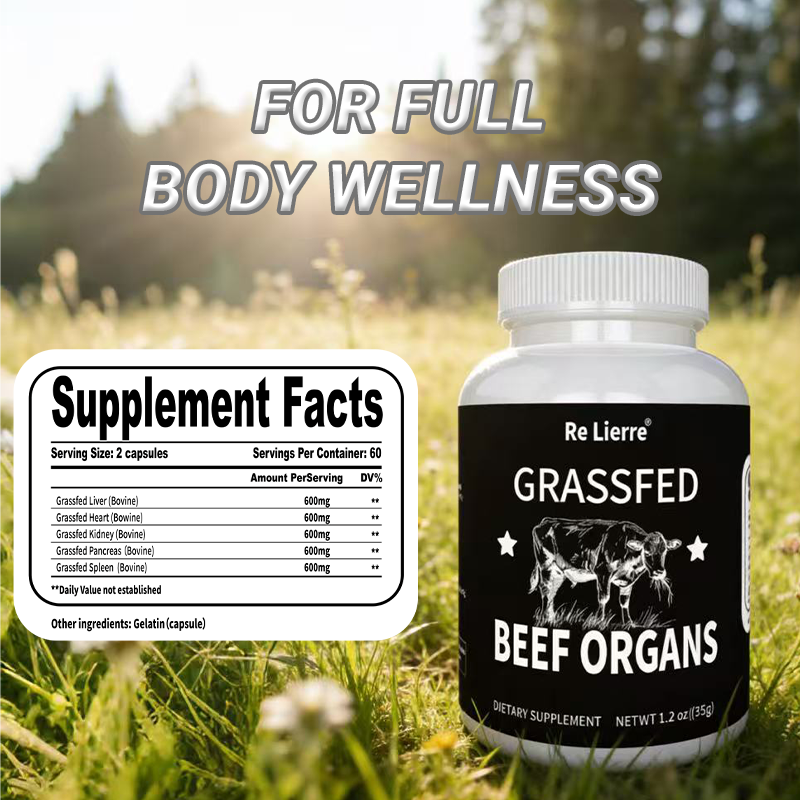 Grass Fed Beef Organ Supplement - Freeze Dried Multi-Organ Blend, 60 Capsules